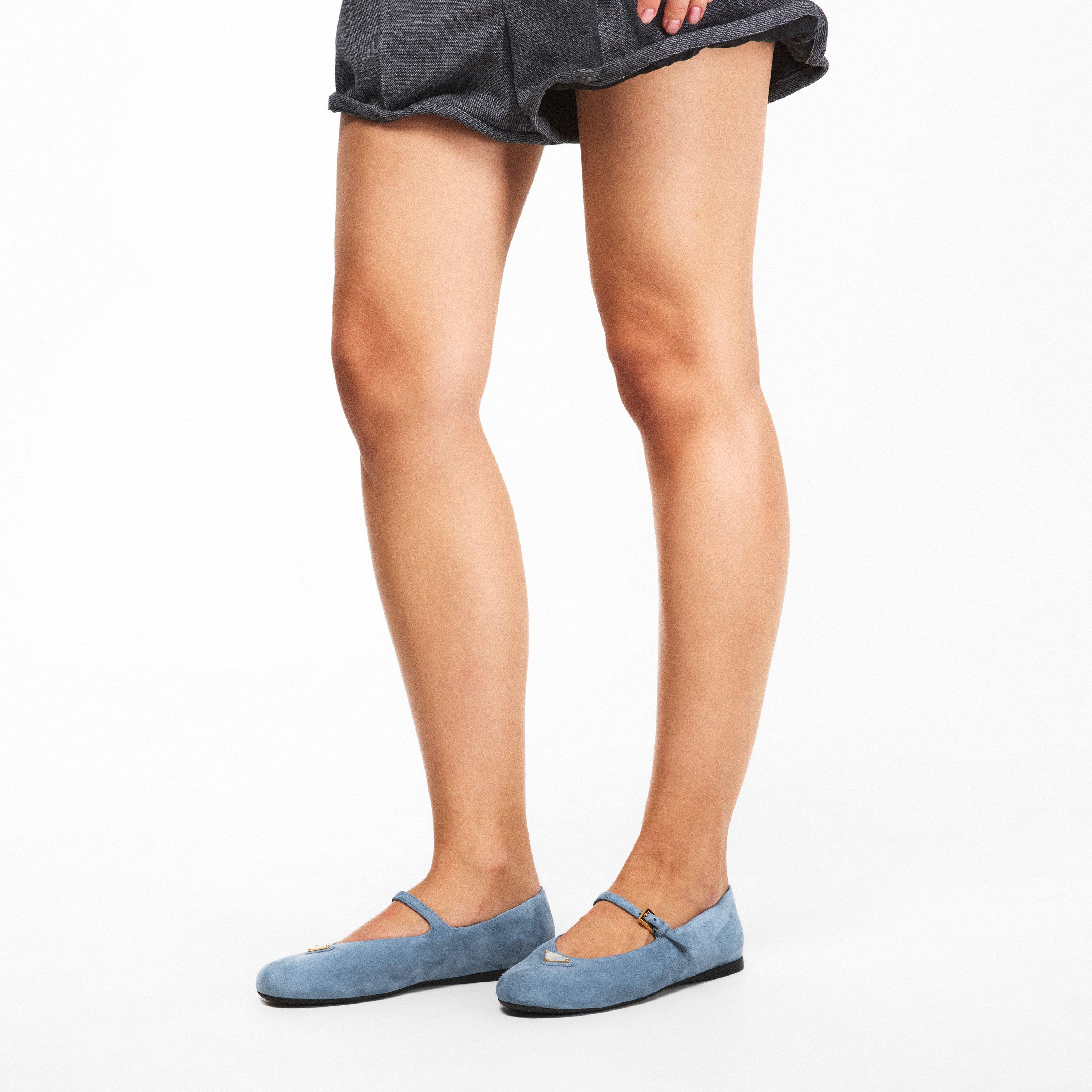 Astrale - Prada - Triangle Logo Suede Ballerinas - 3