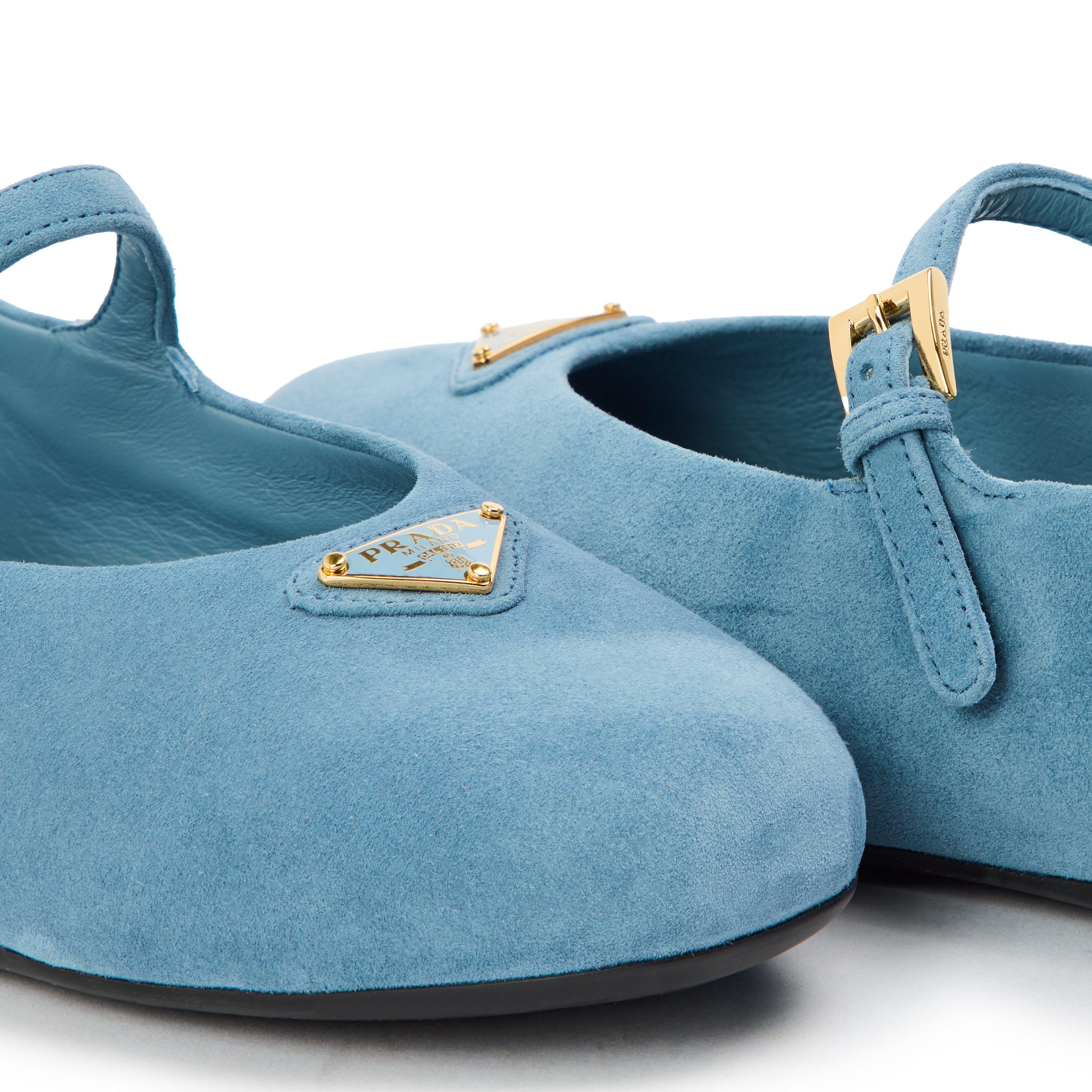 Astrale - Prada - Triangle Logo Suede Ballerinas - 4