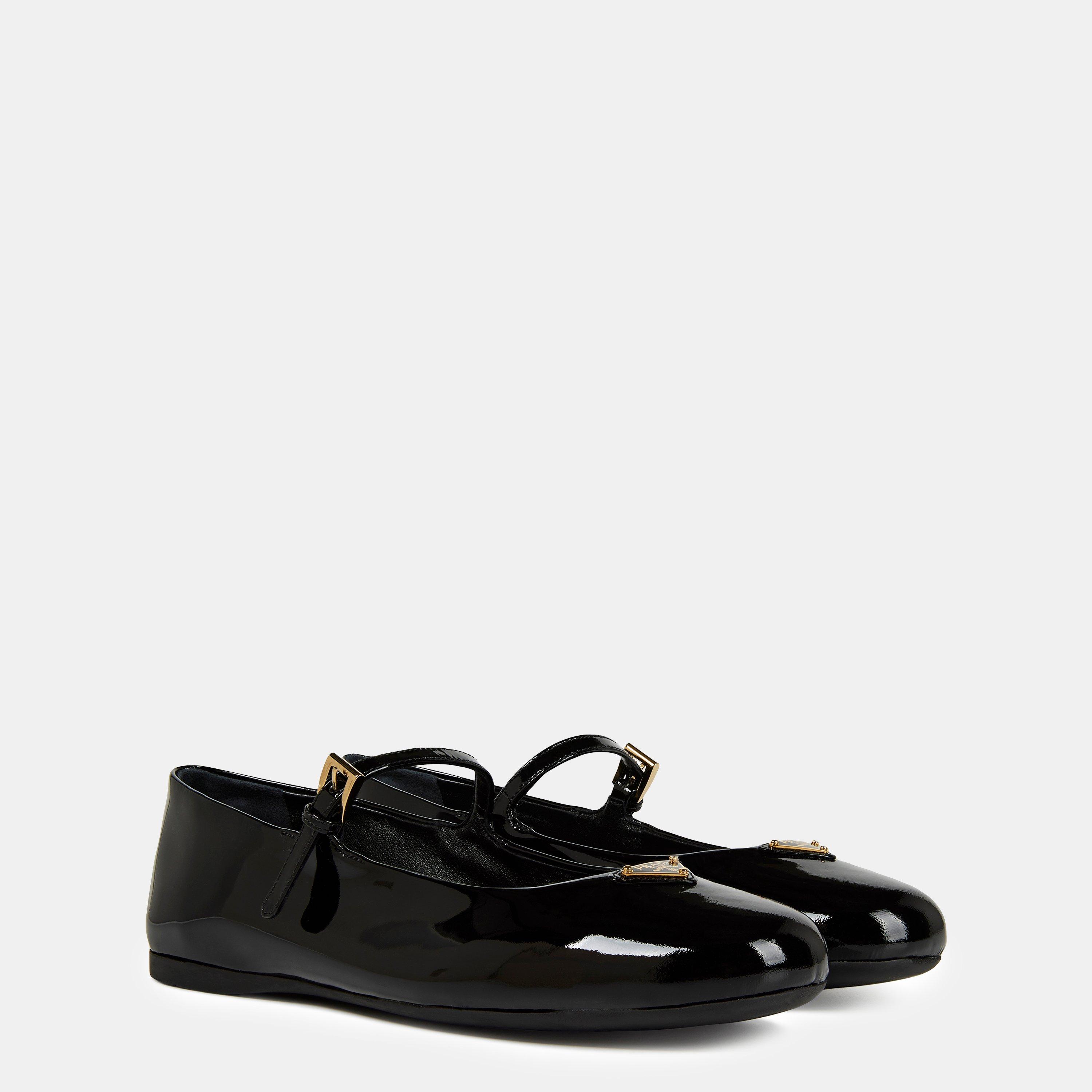 Black Patent - Prada - Triangle Logo Ballerina - 4