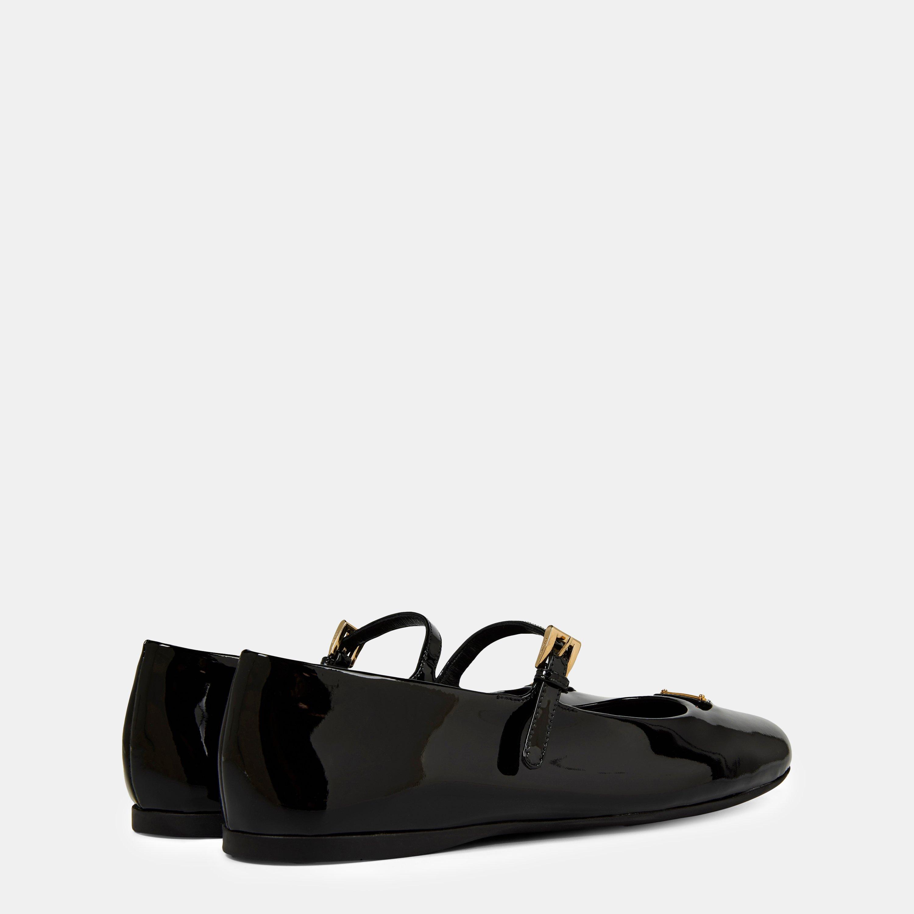 Black Patent - Prada - Triangle Logo Ballerina - 5