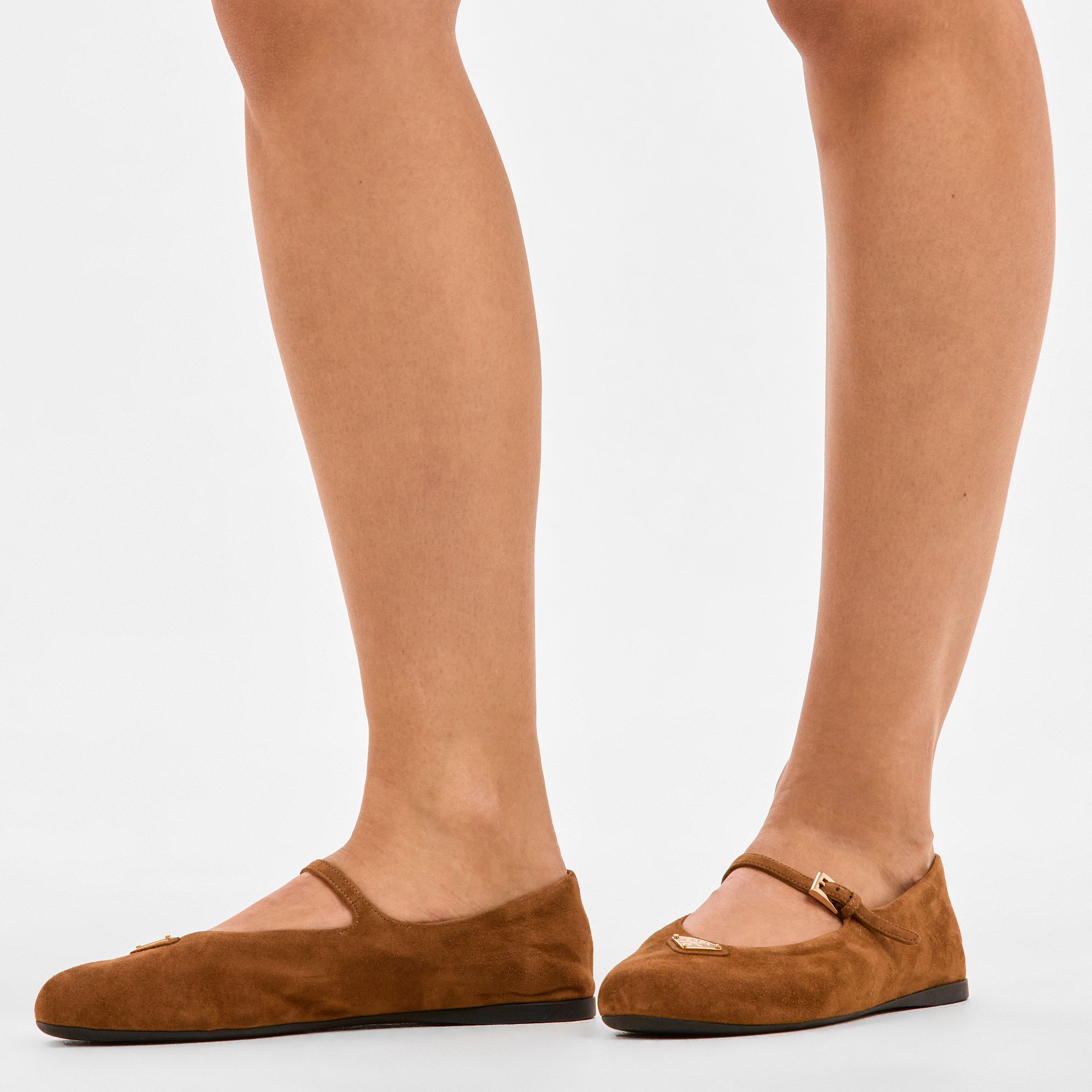 Cannella - Prada - Triangle Logo Suede Ballerinas - 3