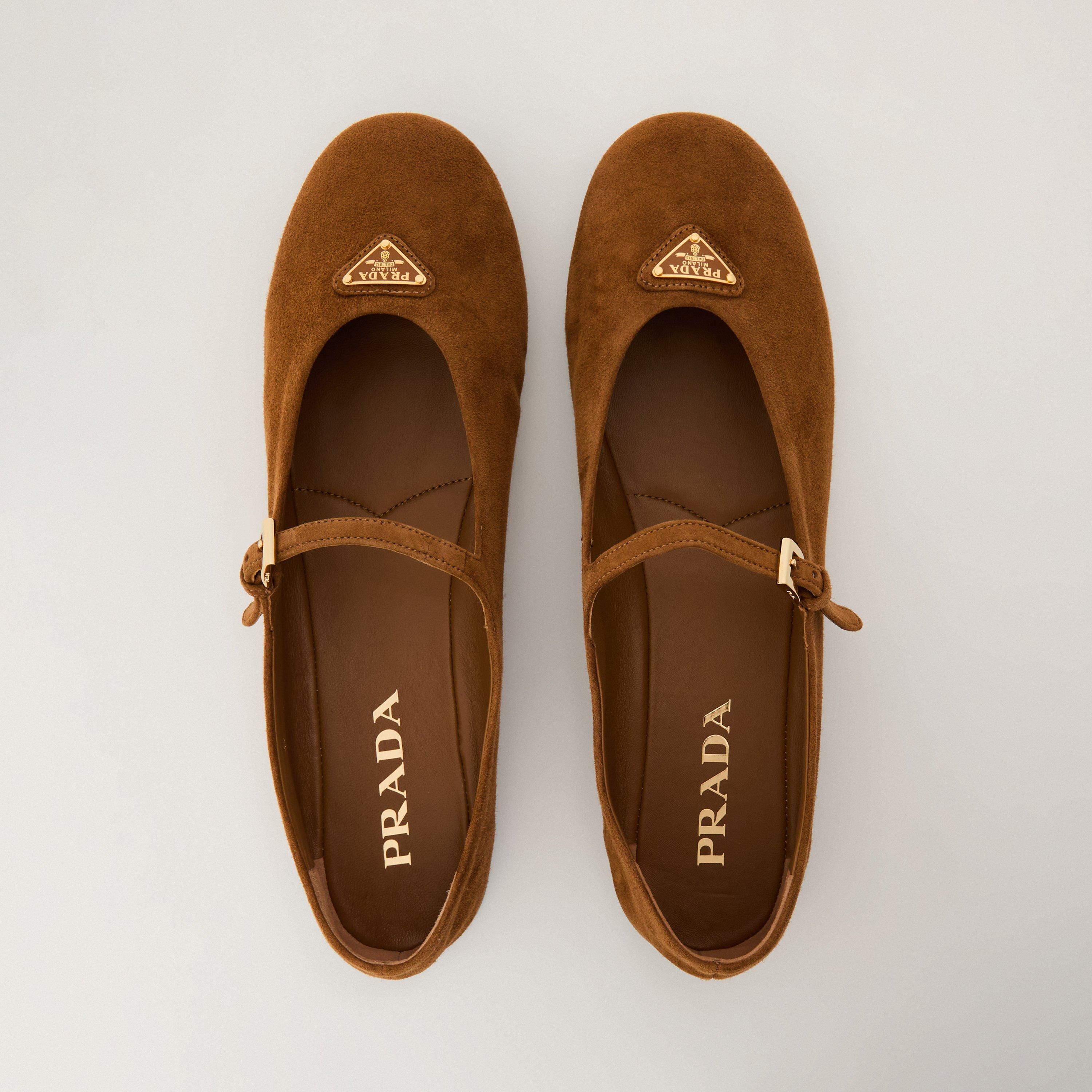Cannella - Prada - Triangle Logo Suede Ballerinas - 5