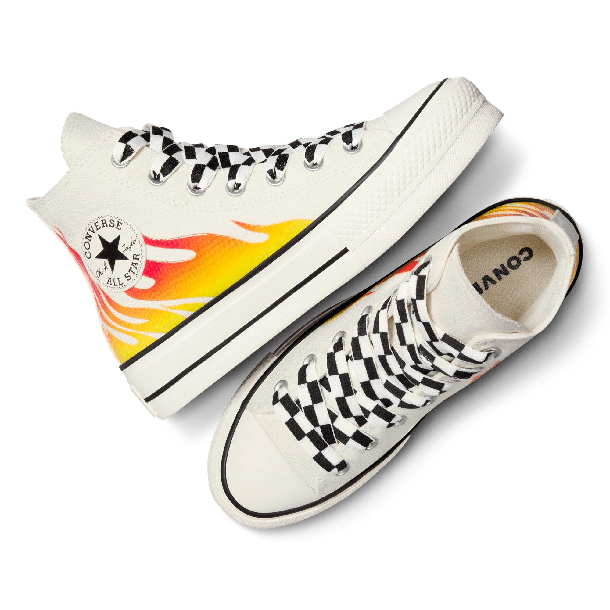 Egrt/EnmRed/Blk - Converse - Chuck Taylor All Star Lift Flames Platform Hi Top Shoes - 5