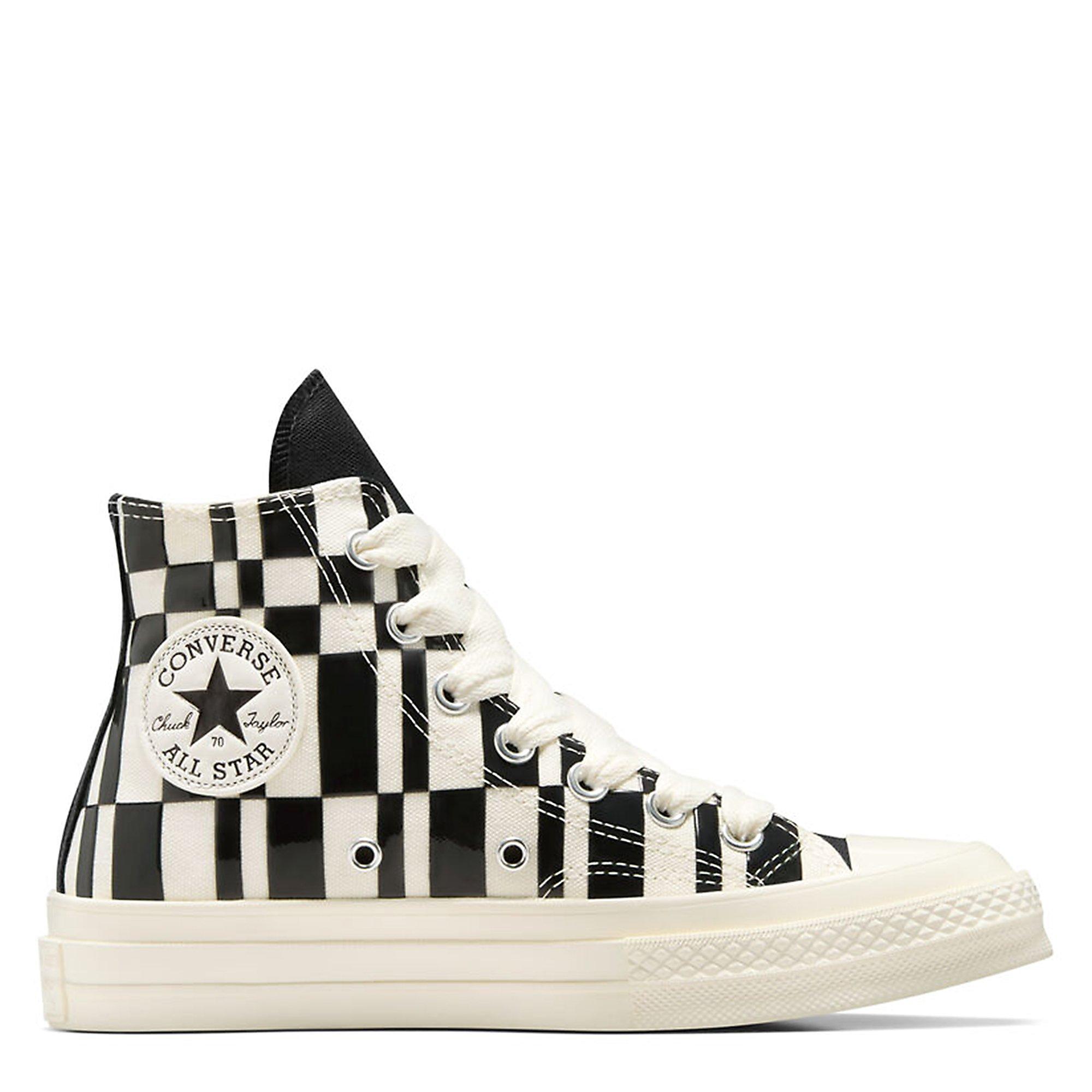 White/Black - Converse - Chuck 70 Checkered Hi Top Shoes - 1