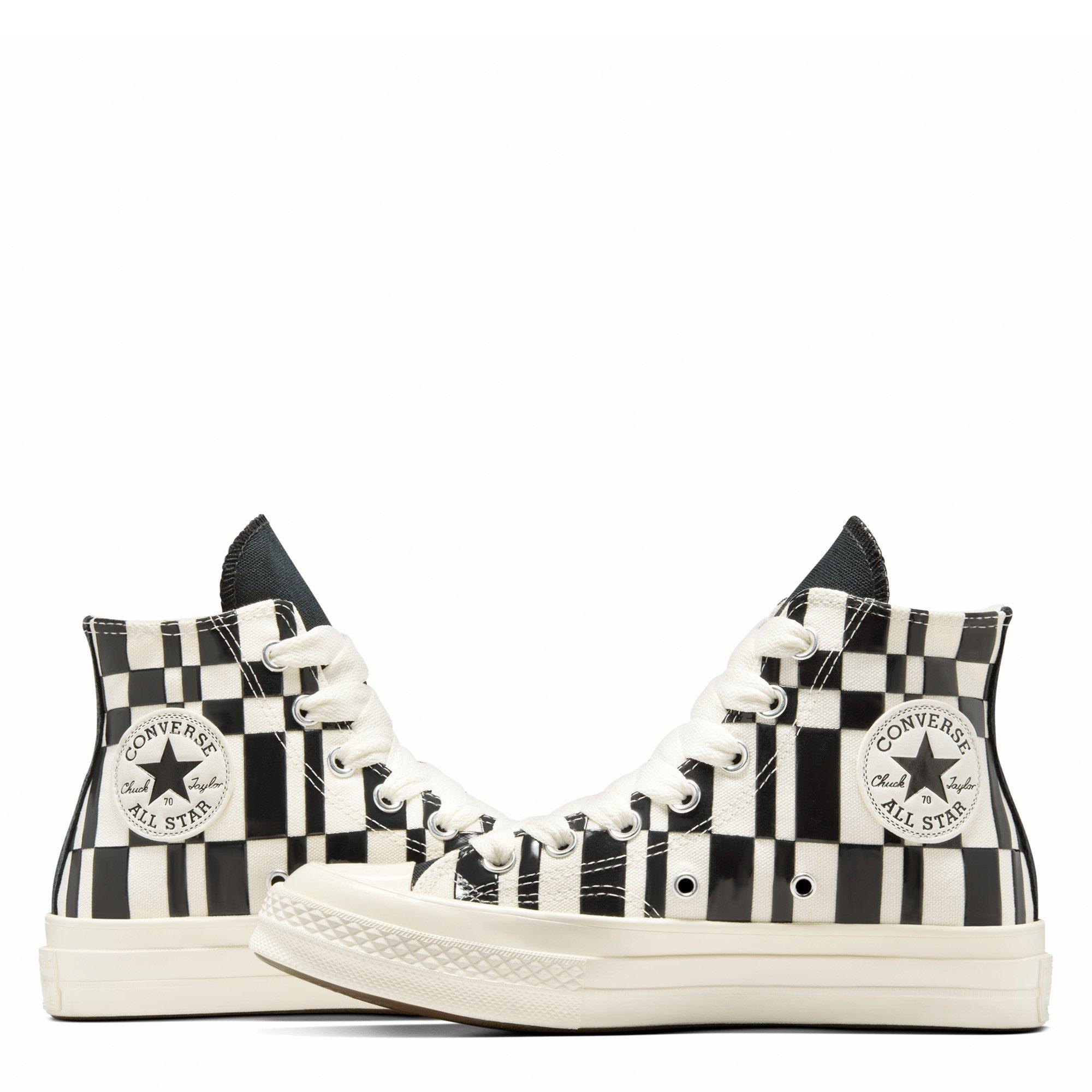 White/Black - Converse - Chuck 70 Checkered Hi Top Shoes - 6