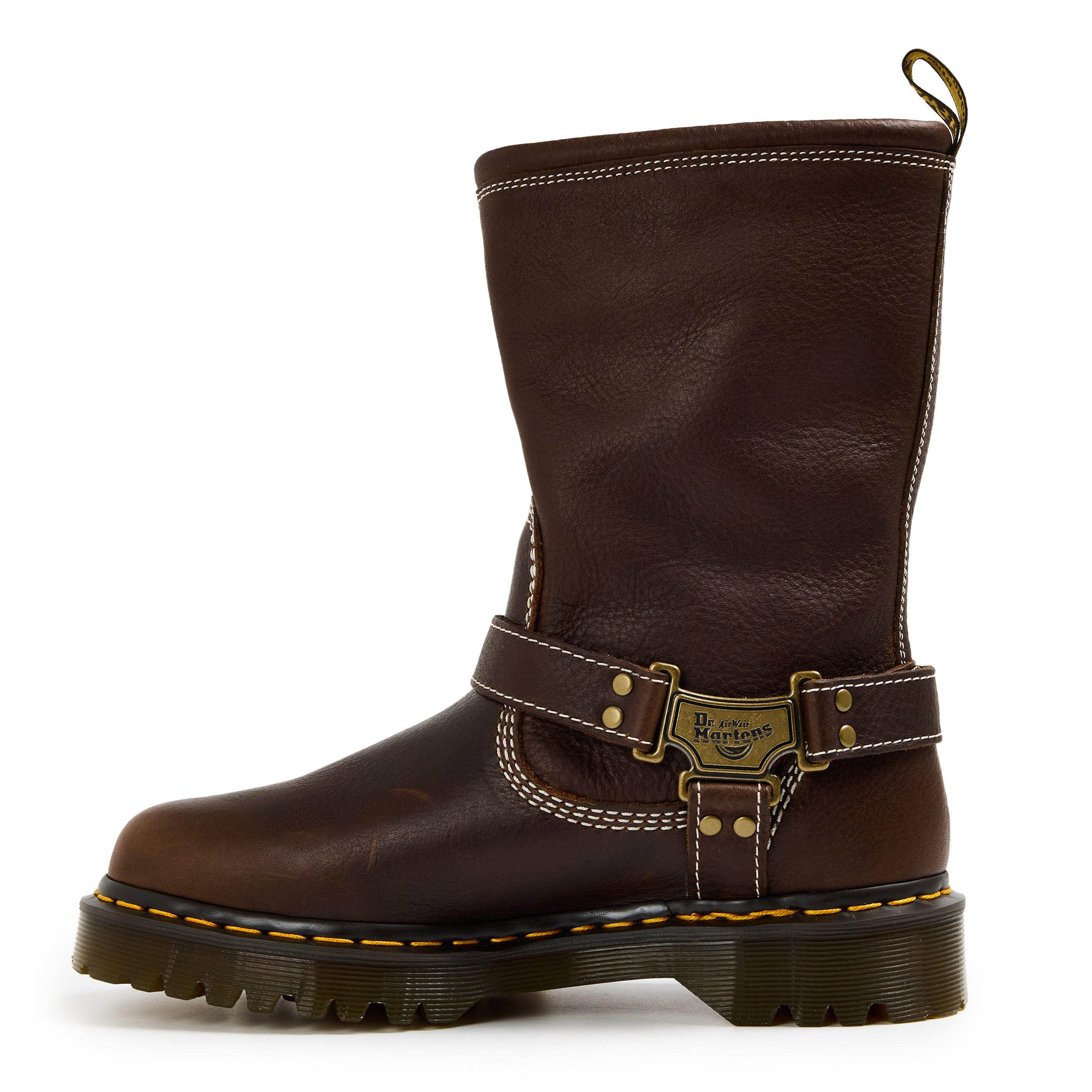 Brown Floral - Dr Martens - Anistone Tall Leather Biker Boots - 2