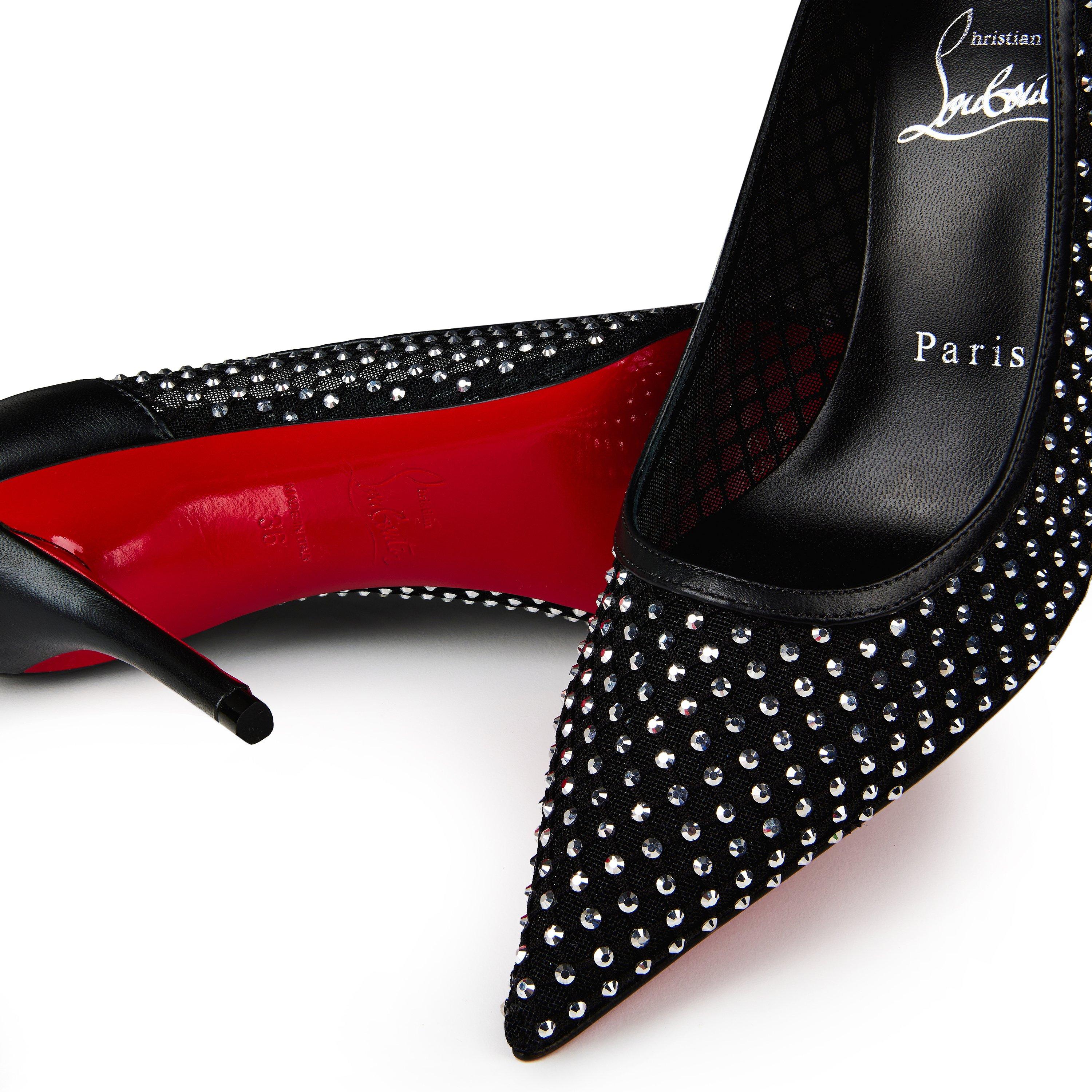 Black Crystal - Christian Louboutin - Apostropha Mesh Strass 80mm Pumps - 4