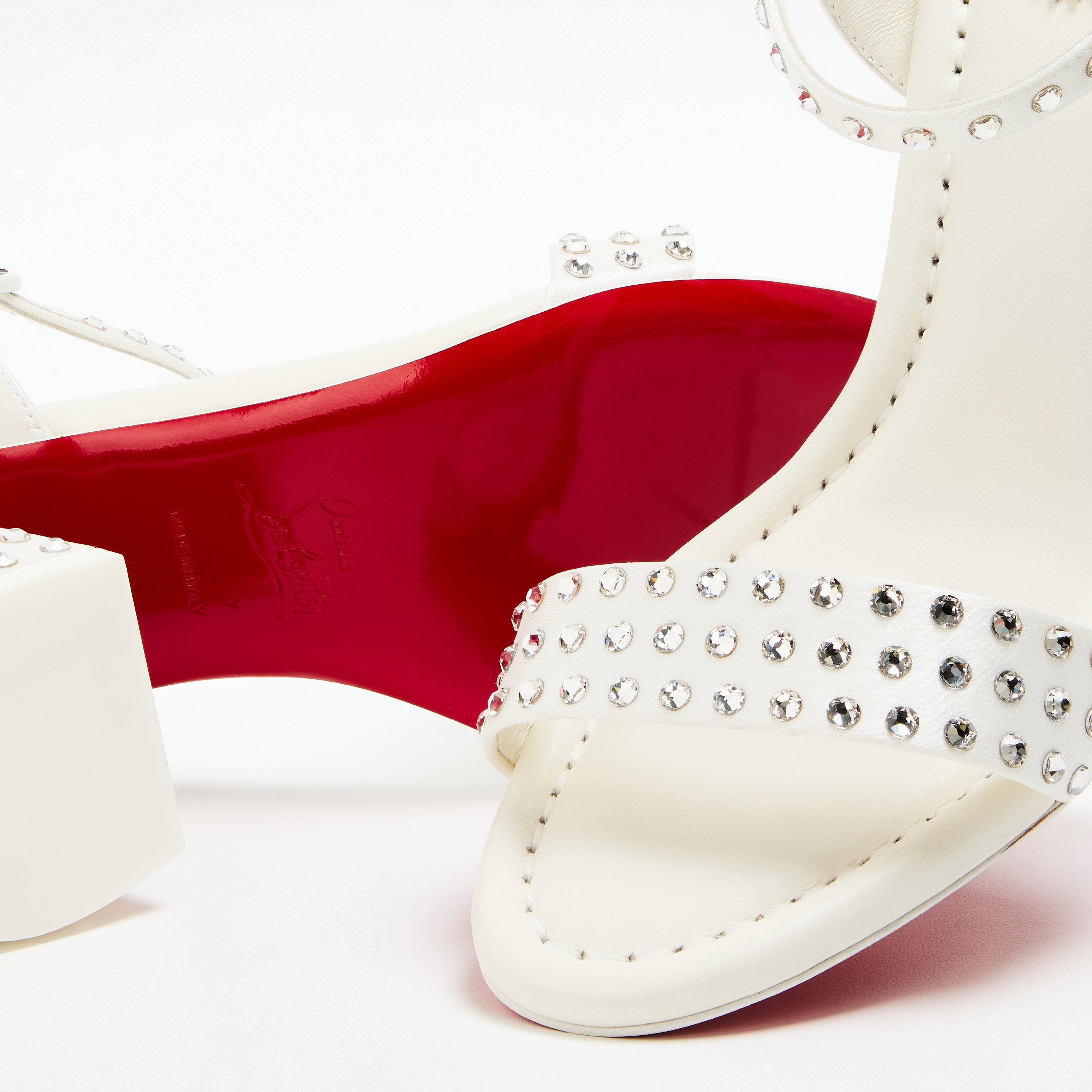 Ivory Snow - Christian Louboutin - Women's Leather Miss Jane Sandals, 85mm - 4