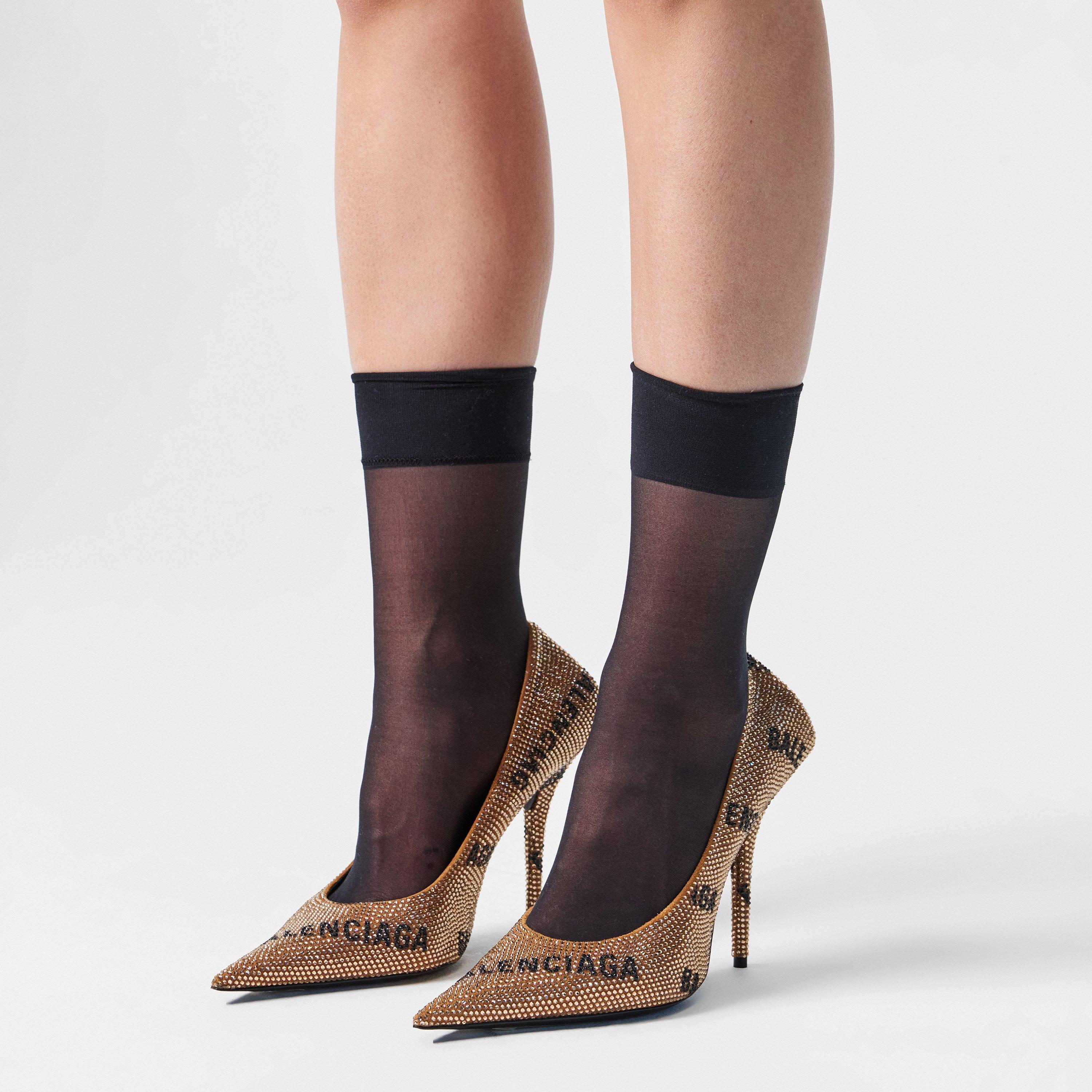 Gold/Black - Balenciaga - Logo Rhinestone Square Knife 110 Pump - 3