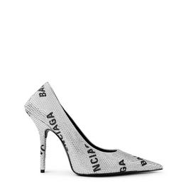 Balenciaga Logo Rhinestone Square Knife 110 Pump