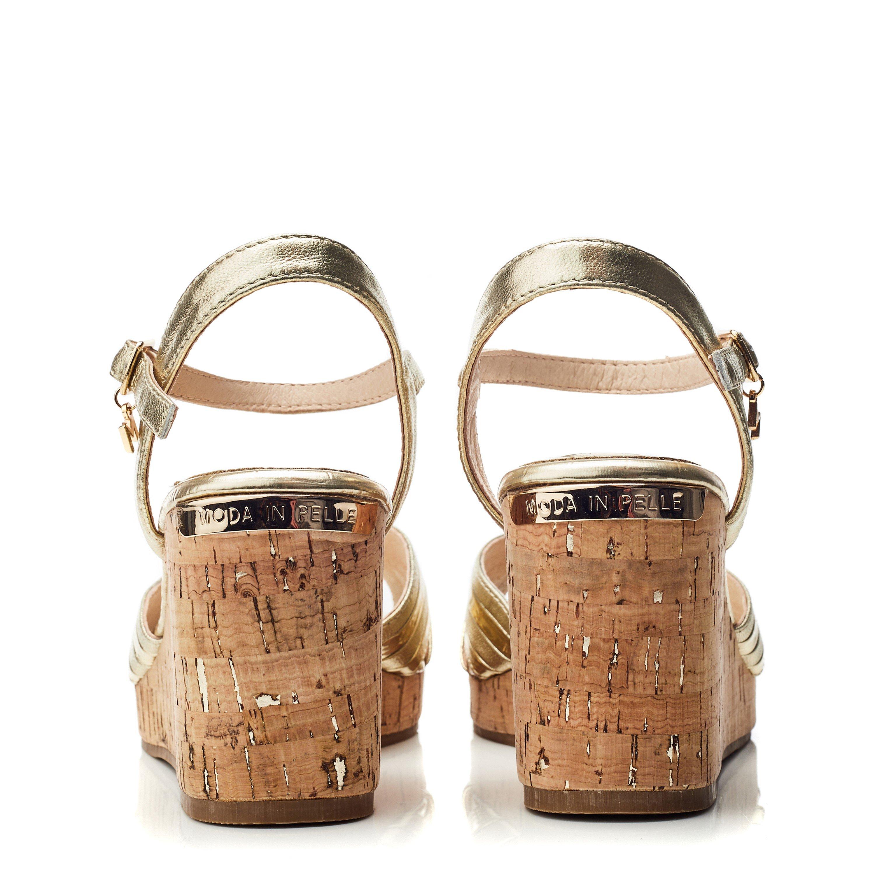 Guld - Moda in Pelle - Women's Peppermint Wedge Heeled Sandals - 3