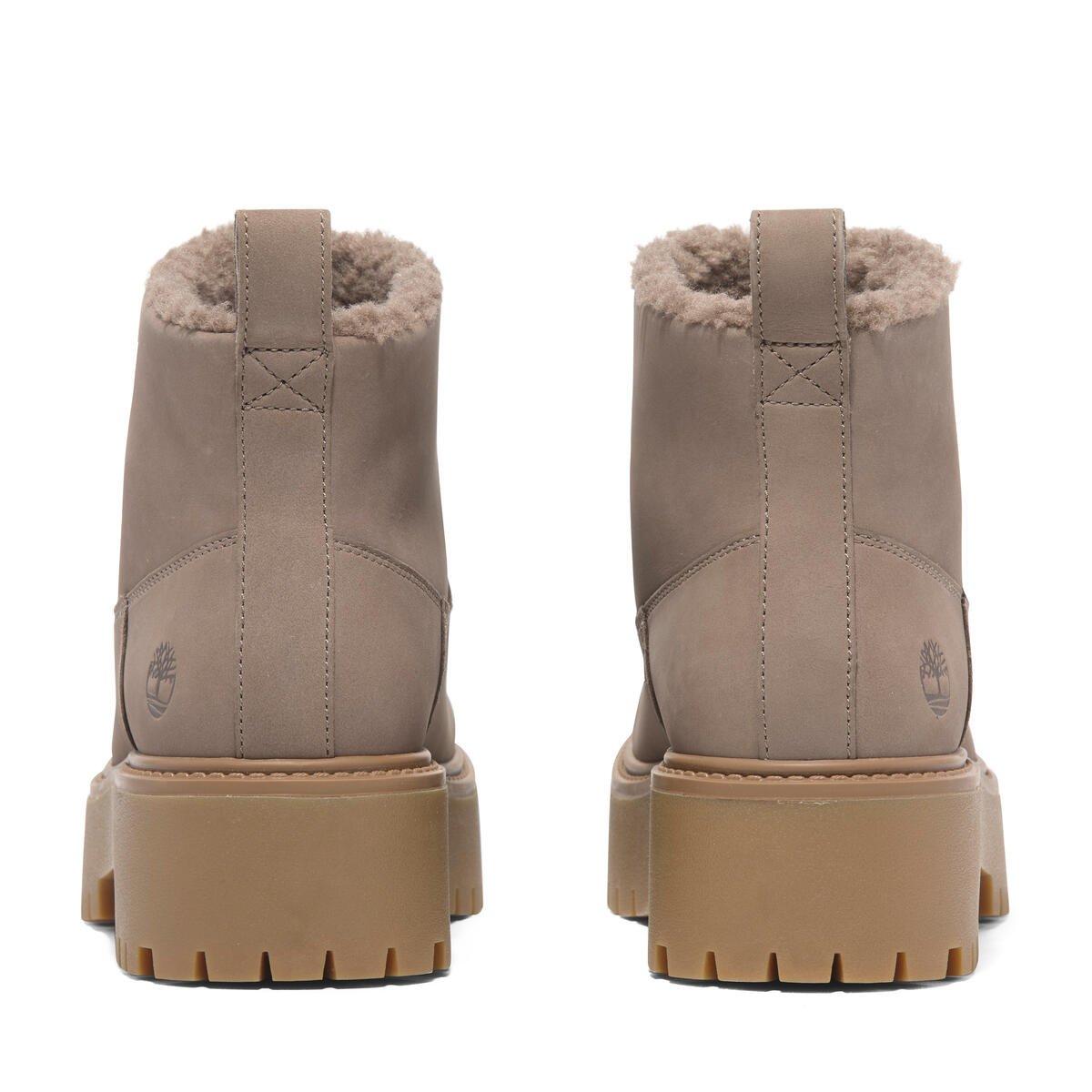Taupe Nubuck - Timberland - Women's Stone Street Mid Warm Lined Flat Ankle Boot - 5