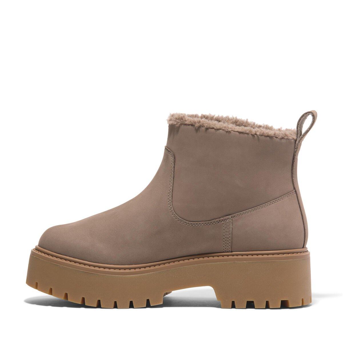Taupe Nubuck - Timberland - Women's Stone Street Mid Warm Lined Flat Ankle Boot - 6