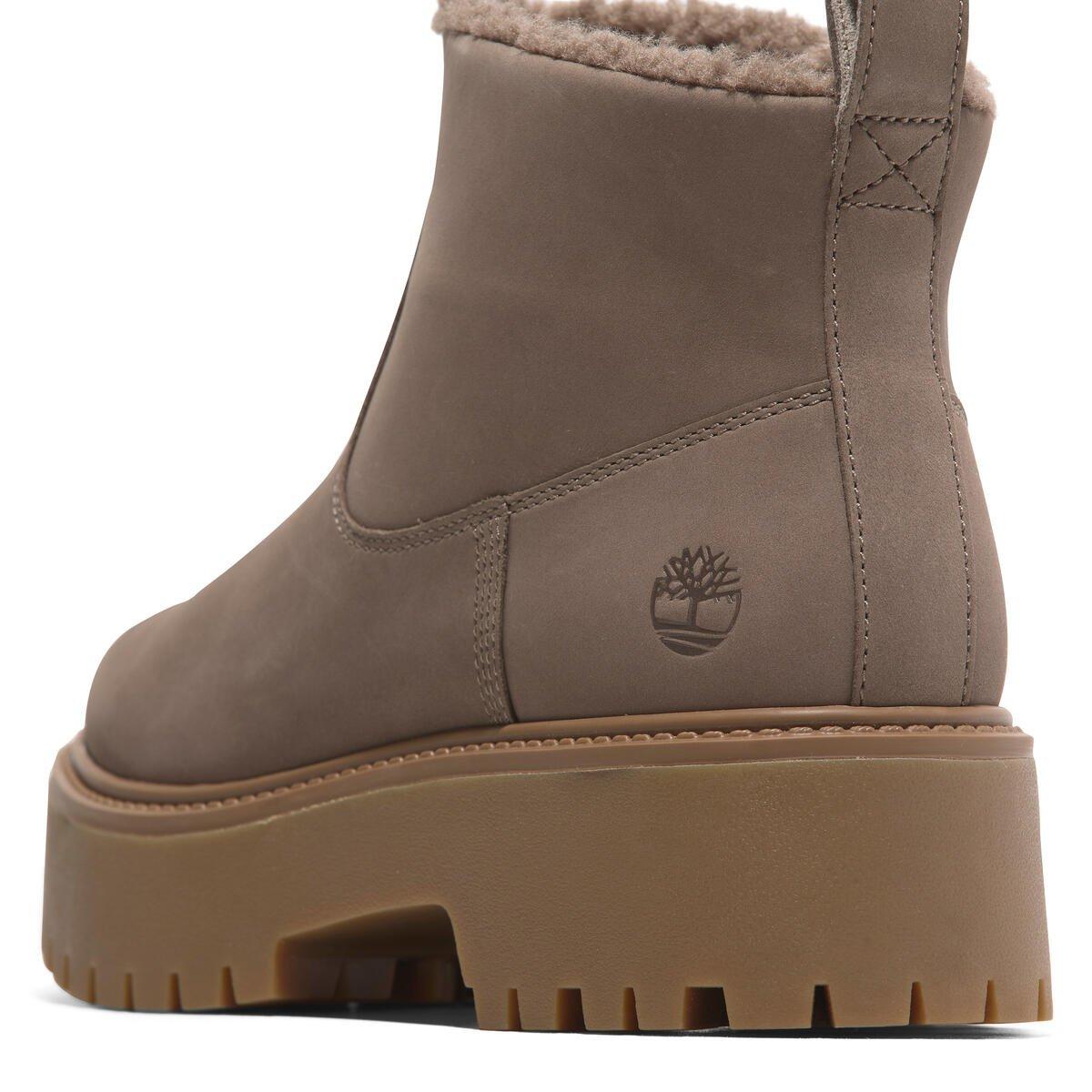 Taupe Nubuck - Timberland - Women's Stone Street Mid Warm Lined Flat Ankle Boot - 7
