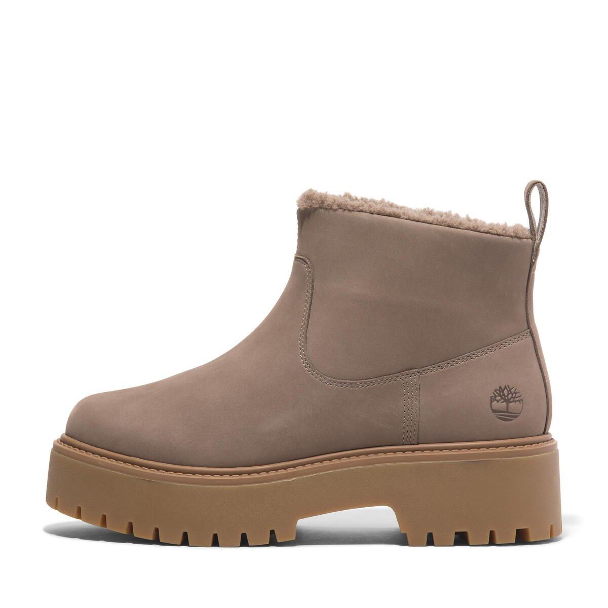 Taupe Nubuck - Timberland - Women's Stone Street Mid Warm Lined Flat Ankle Boot - 8