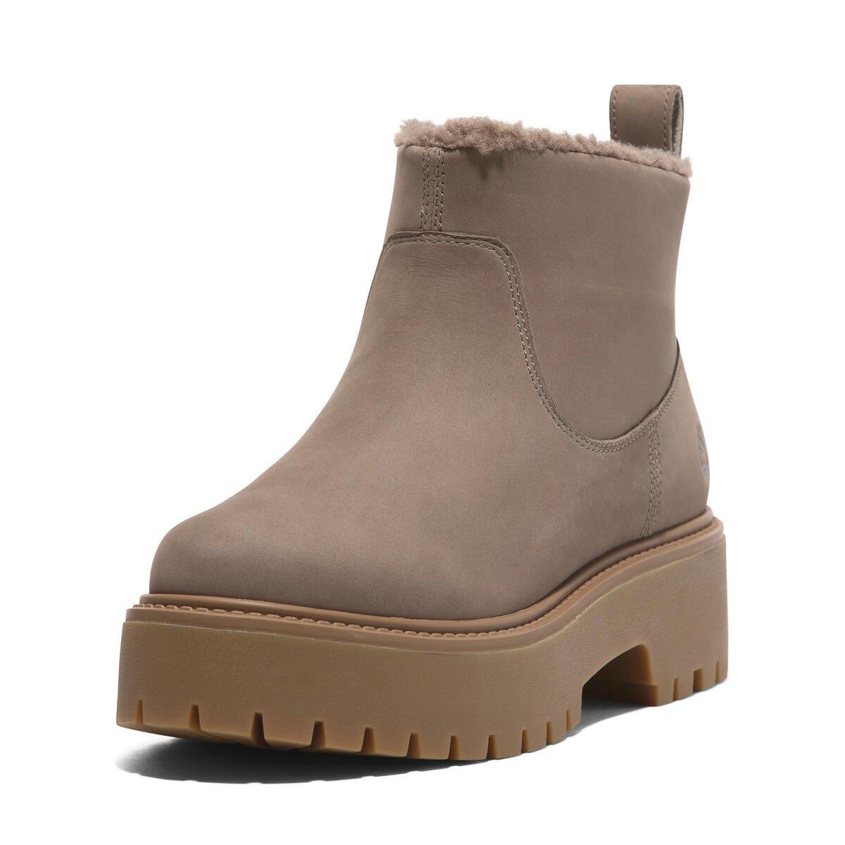 Taupe Nubuck - Timberland - Women's Stone Street Mid Warm Lined Flat Ankle Boot - 9