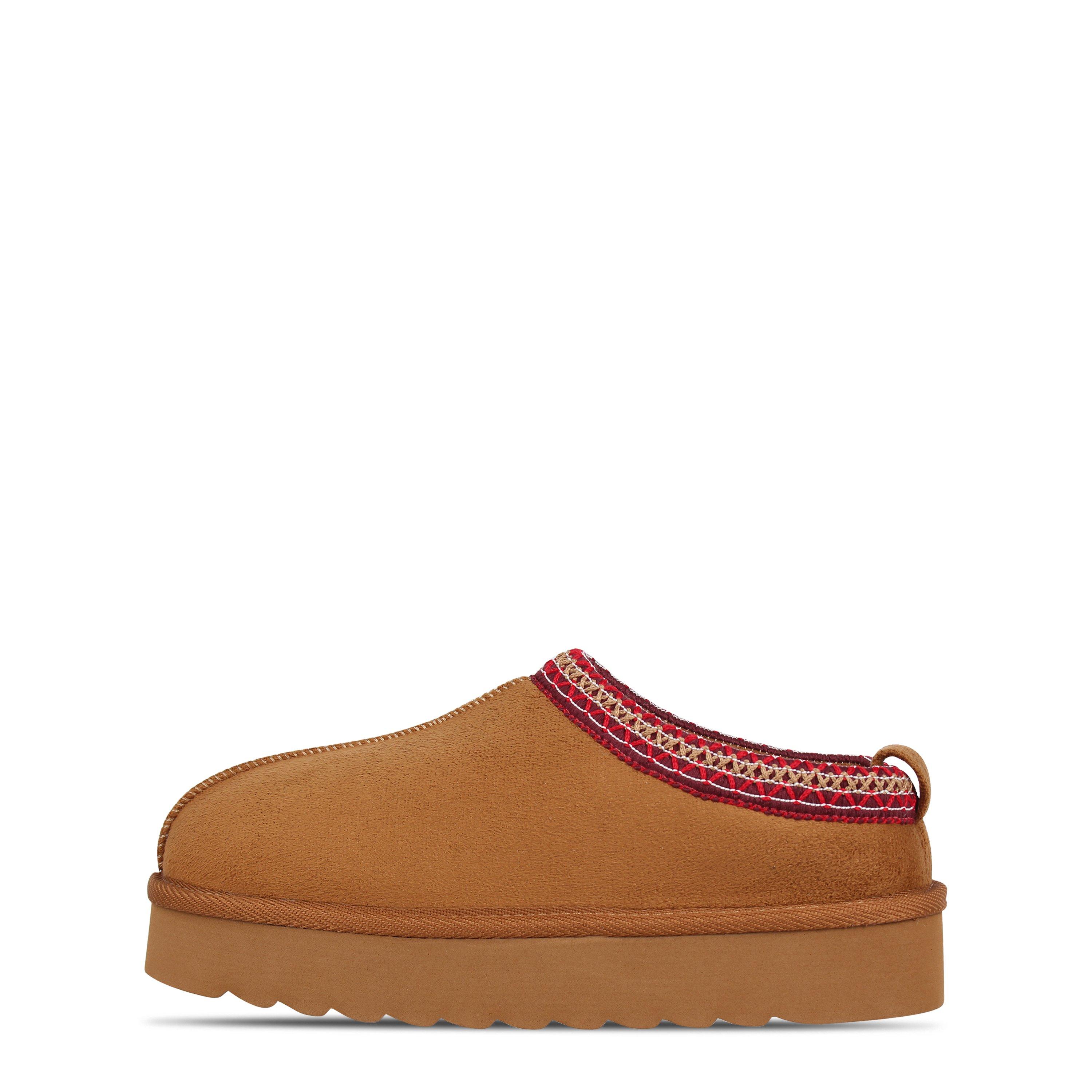 Tan - Be You - Women's Faux Fur Trim Mule Synthetic Slip On Flat Ankle Boots - 2