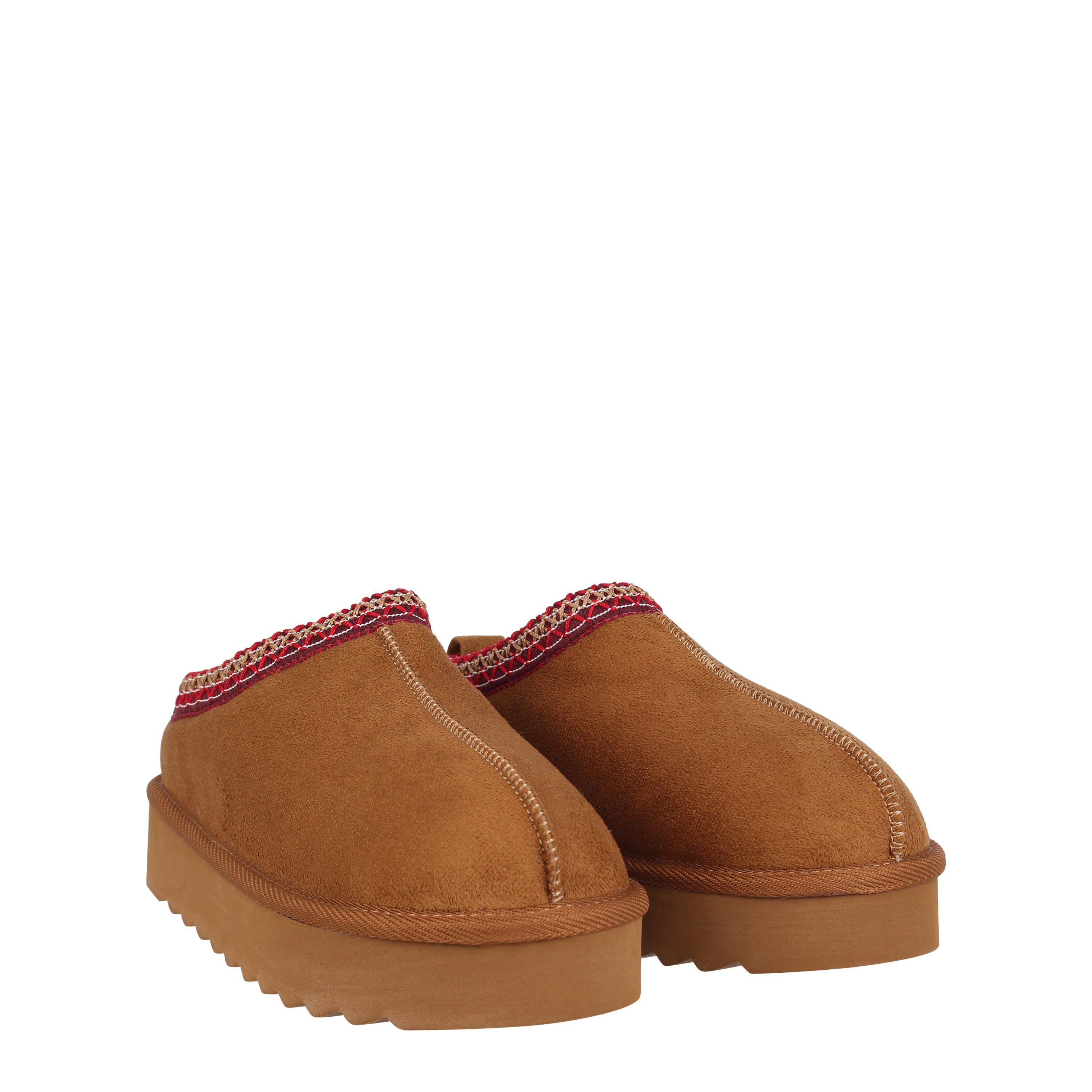 Tan - Be You - Women's Faux Fur Trim Mule Synthetic Slip On Flat Ankle Boots - 3
