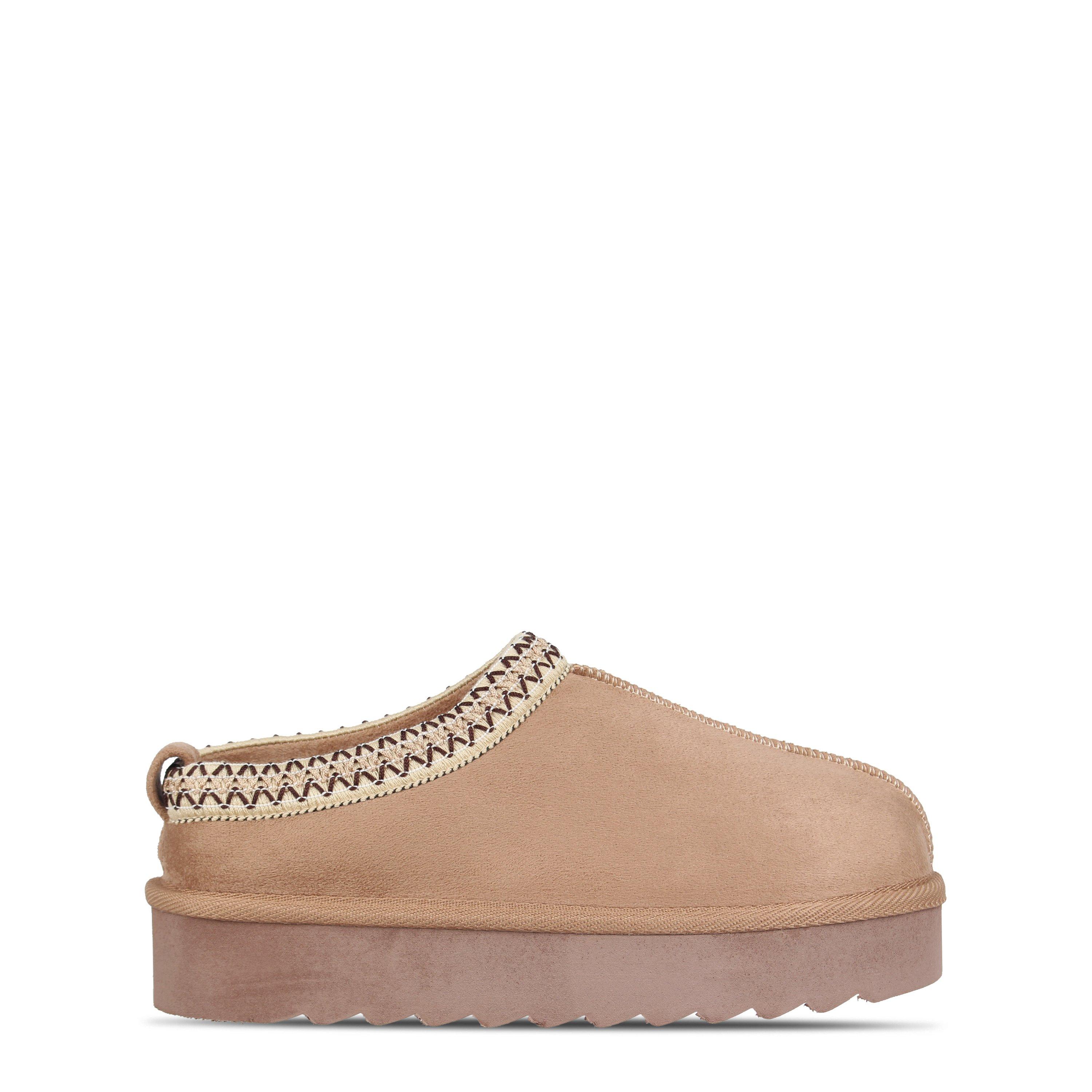 Be You Women's Faux Fur Trim Mule Synthetic Slip On Flat Ankle Boots