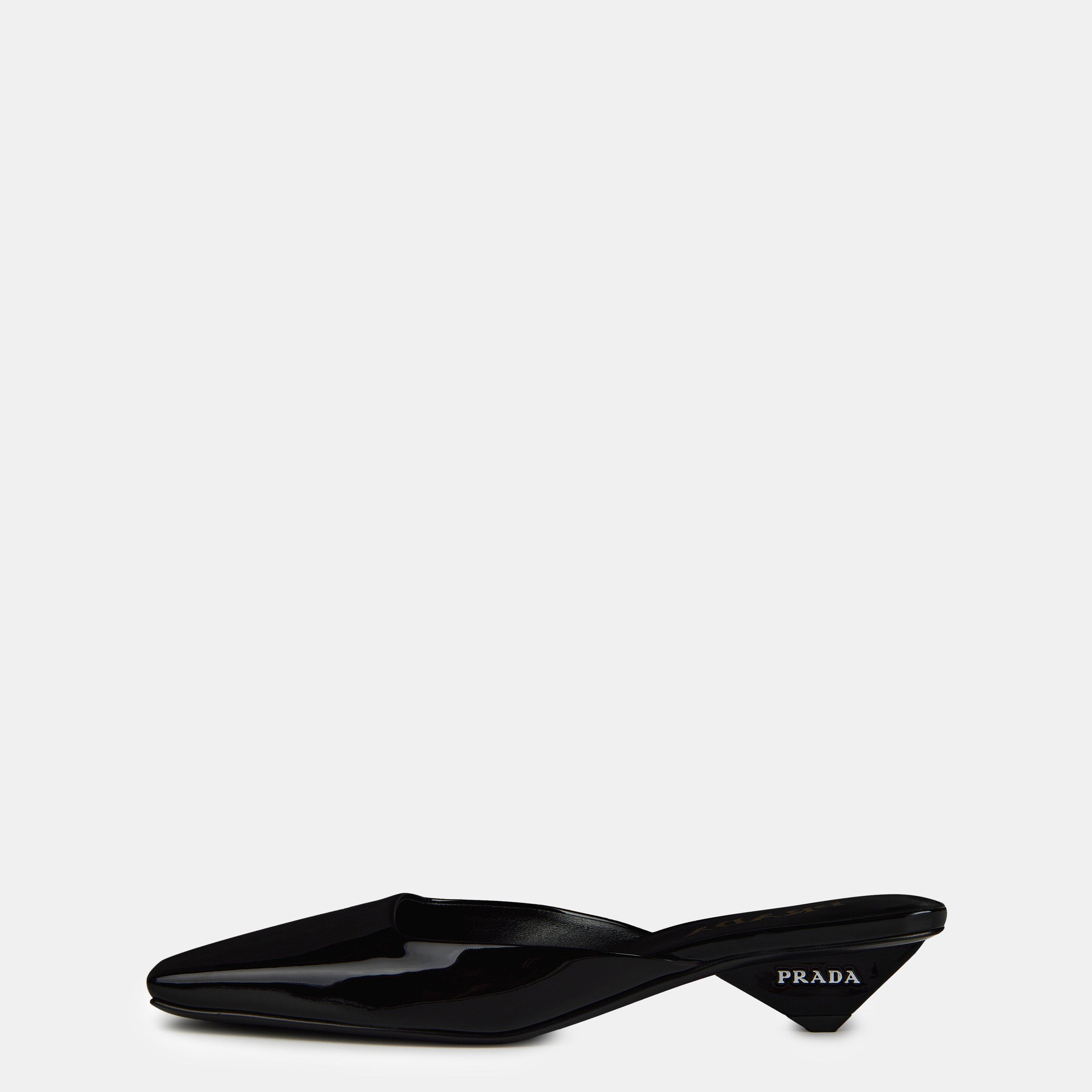 Black Patent - Prada - Patent Leather Mule - 2