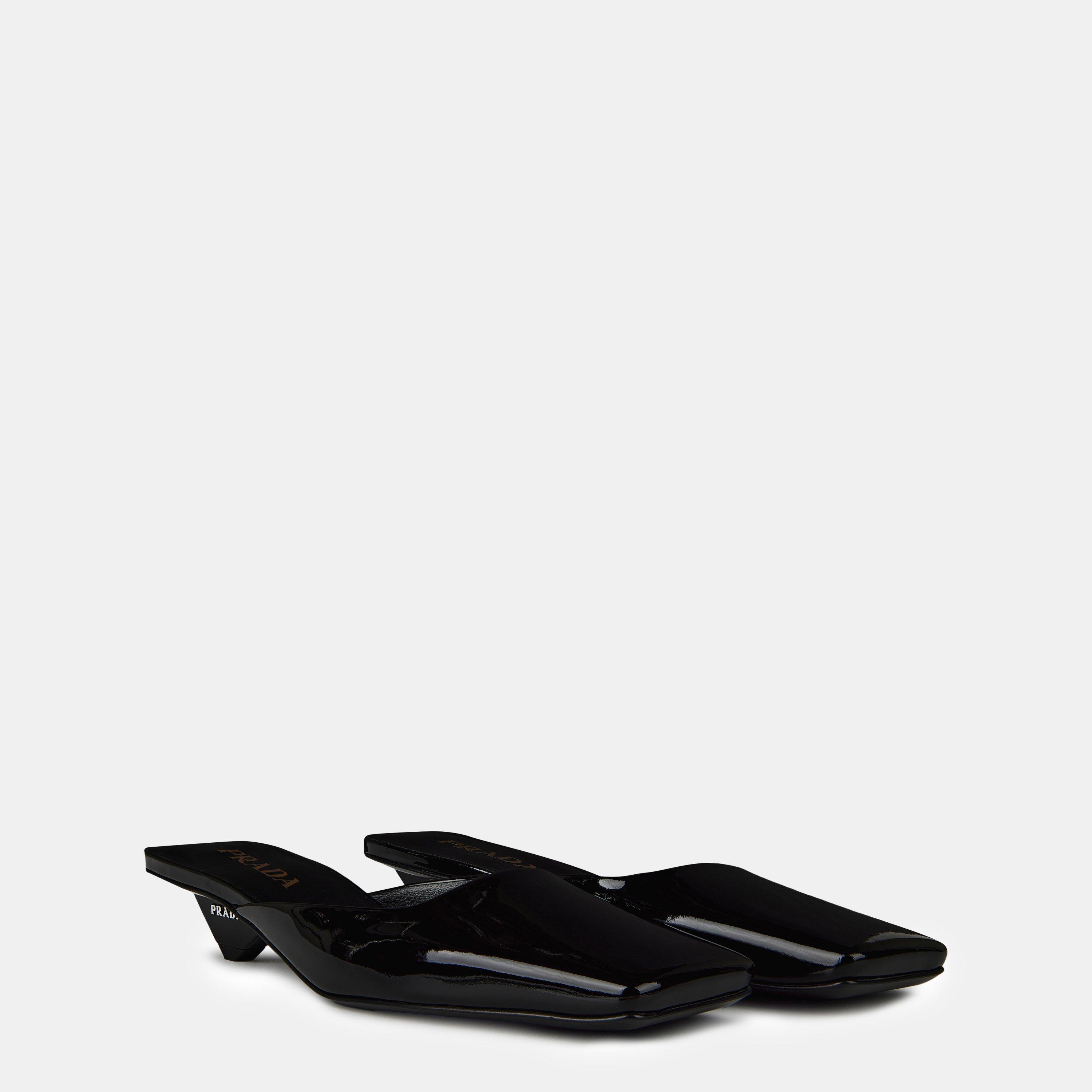 Black Patent - Prada - Patent Leather Mule - 4