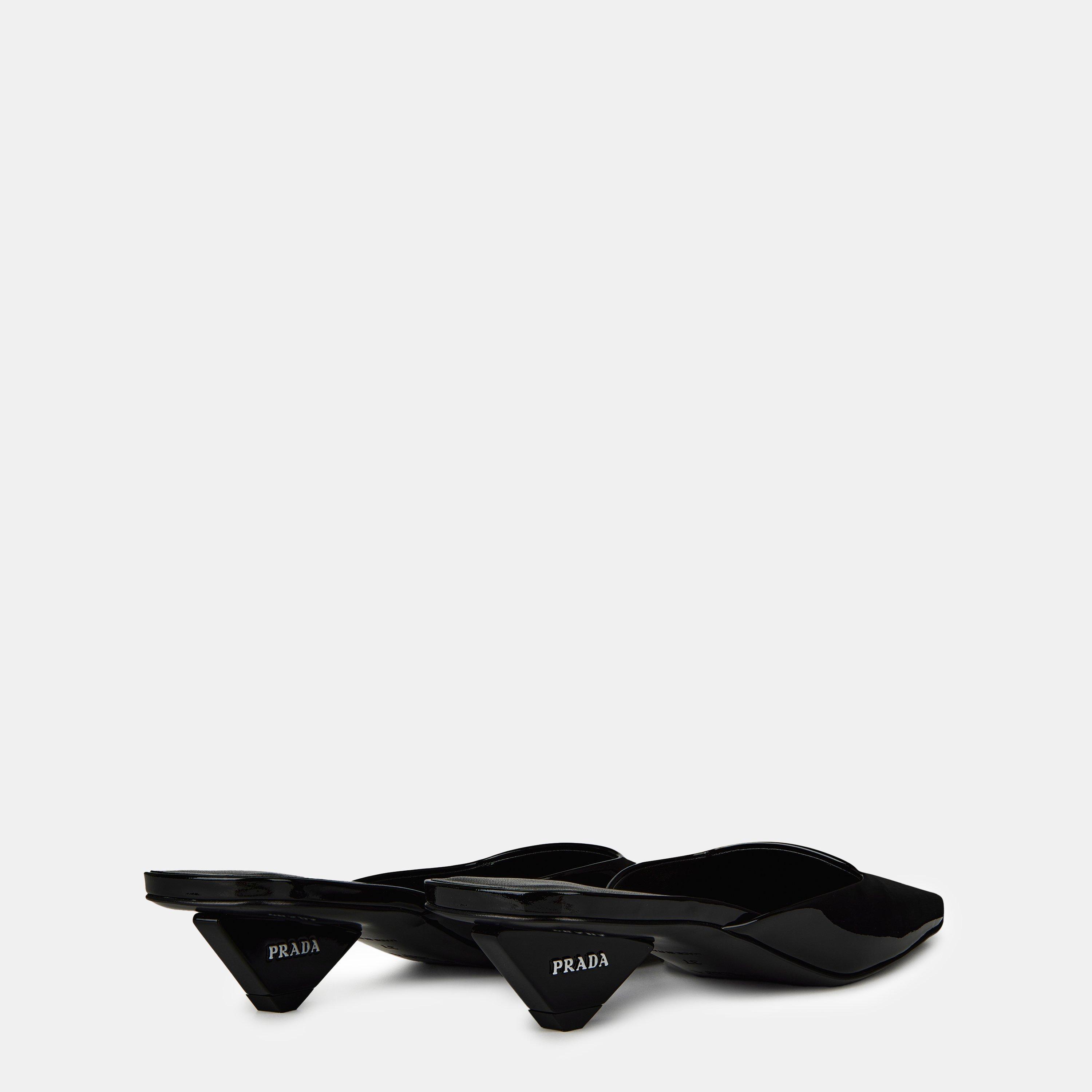 Black Patent - Prada - Patent Leather Mule - 5