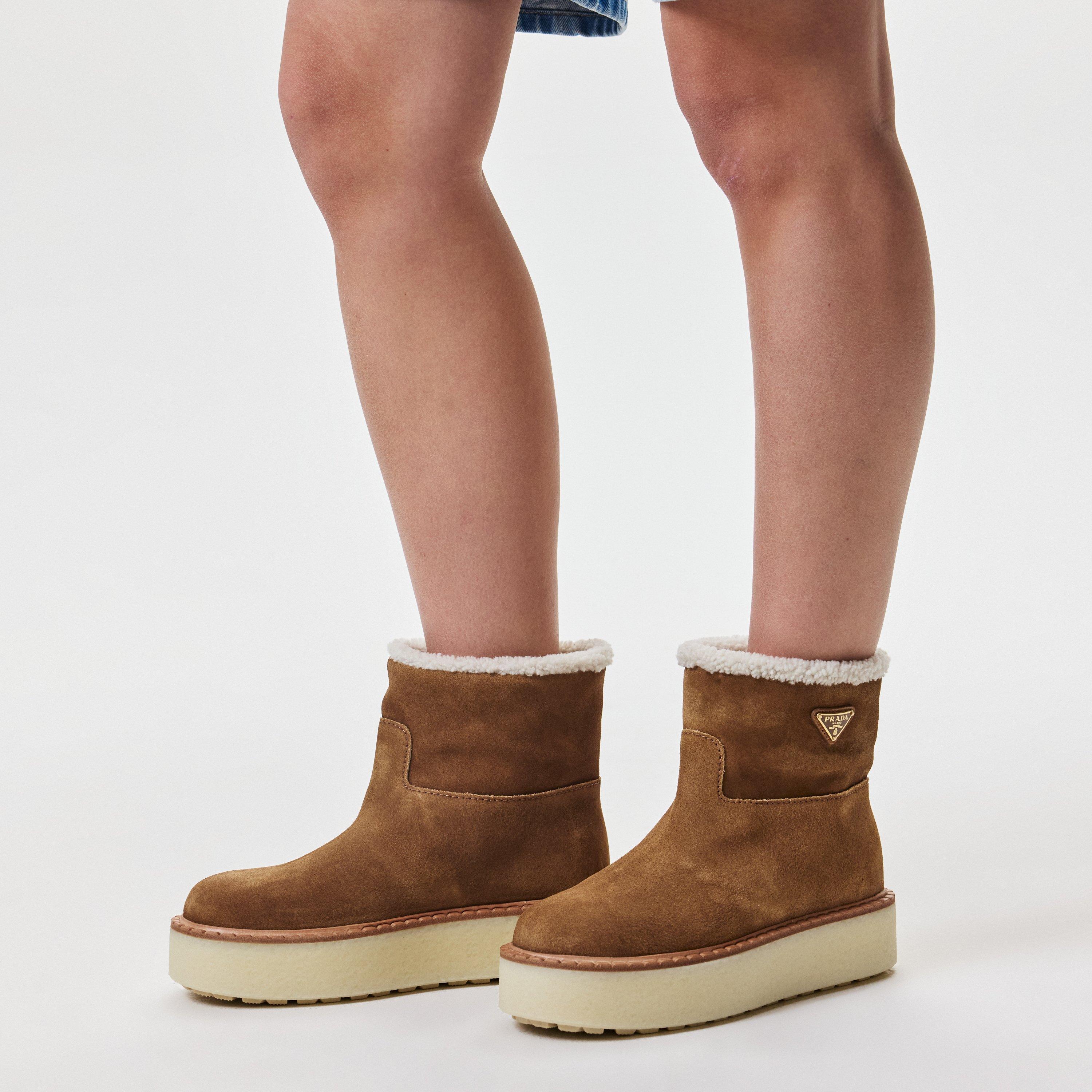 靴 Prada Shearling and rubber ankle boots Prada Shearling Boots | Cruise Fashion