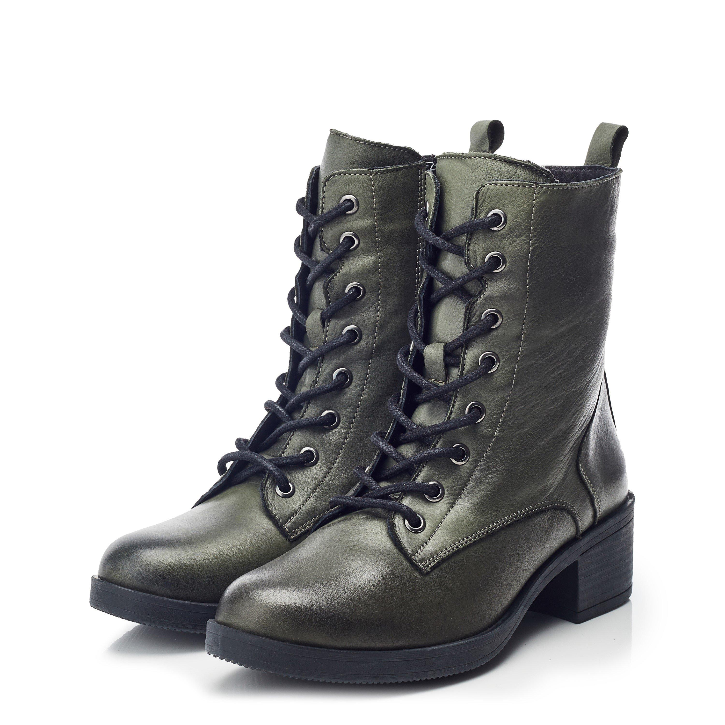 Khaki - Moda in Pelle - Women's Calia Ankle Heeled Boots - 2