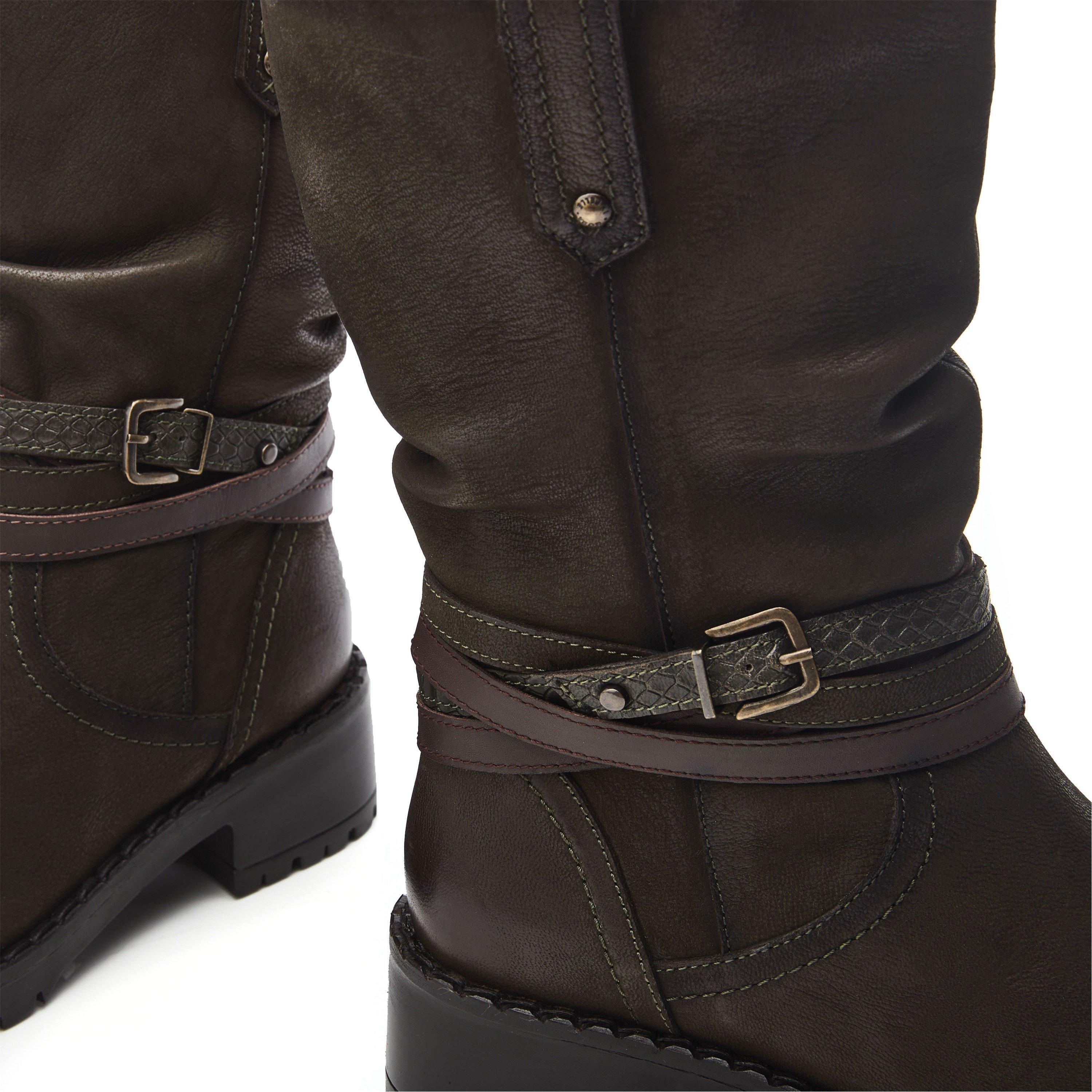 KAKI - Moda in Pelle - Women's Beckette Khaki Nubuck Flat Ankle Boots - 4