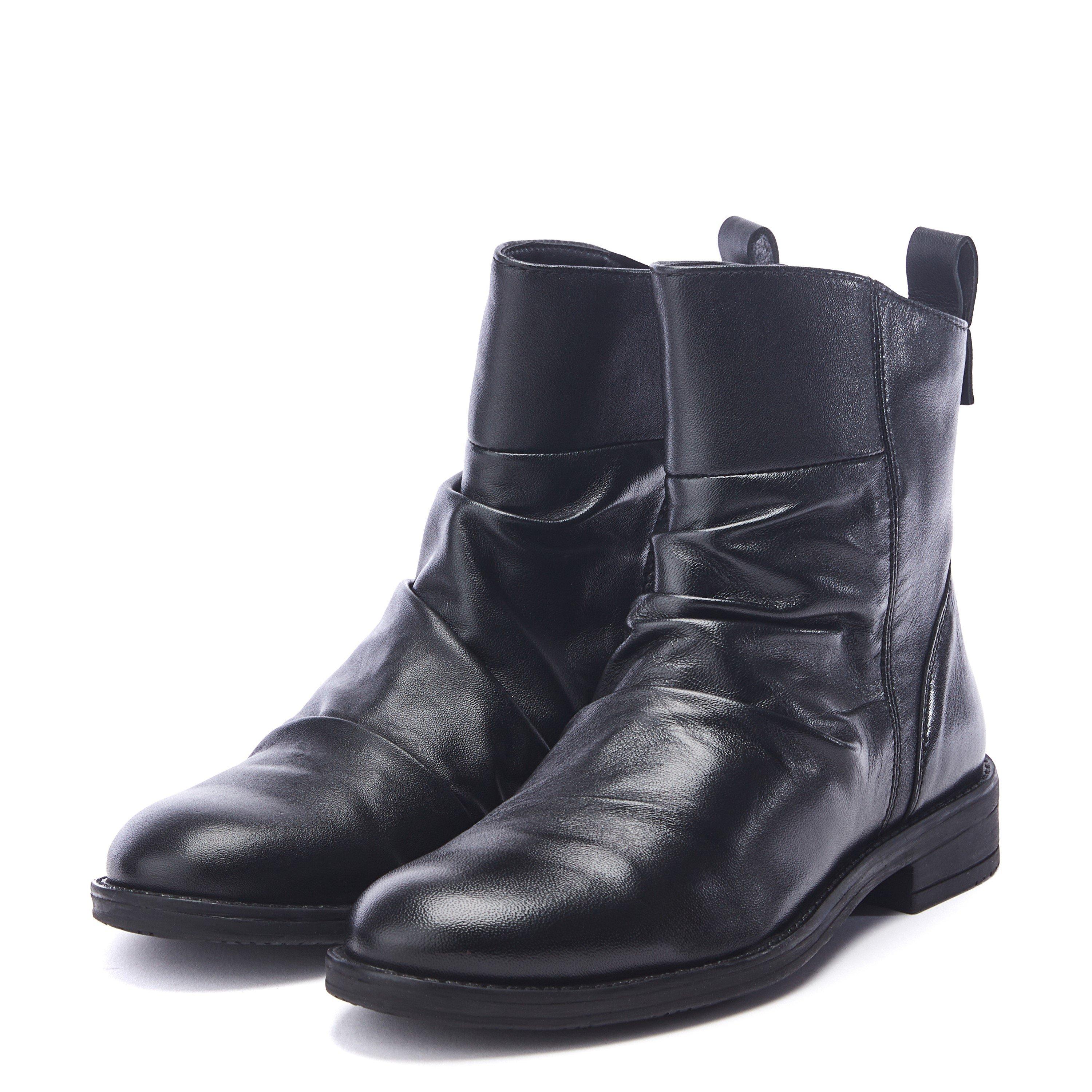 PRETO - Moda in Pelle - Women's Brandish Tan Leather Flat Ankle Boots - 2