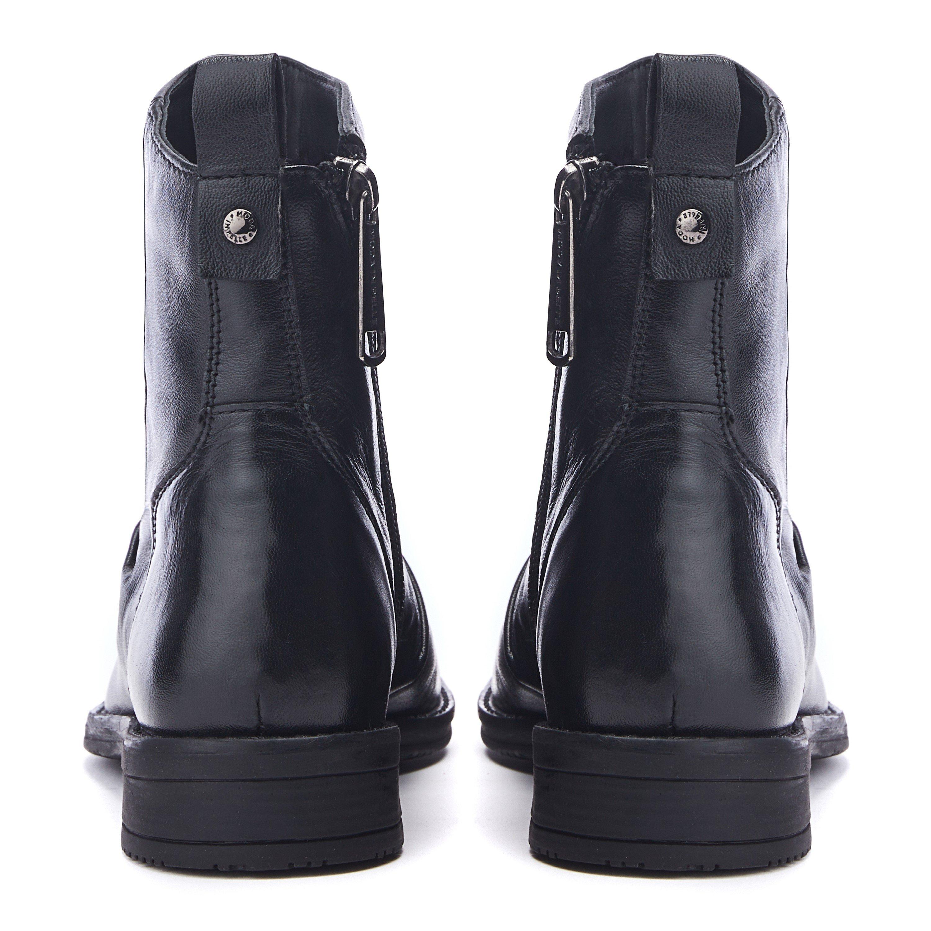 PRETO - Moda in Pelle - Women's Brandish Tan Leather Flat Ankle Boots - 3