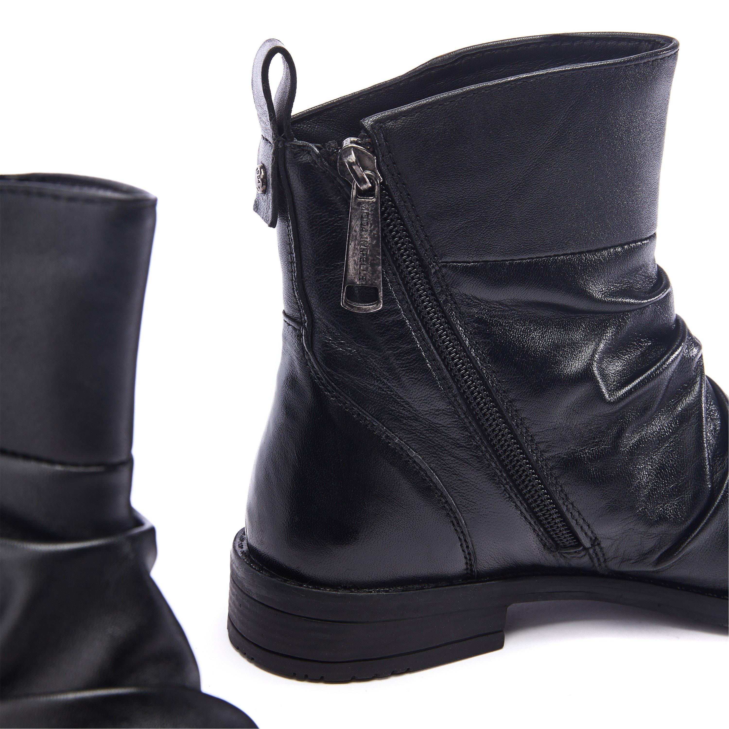 PRETO - Moda in Pelle - Women's Brandish Tan Leather Flat Ankle Boots - 4