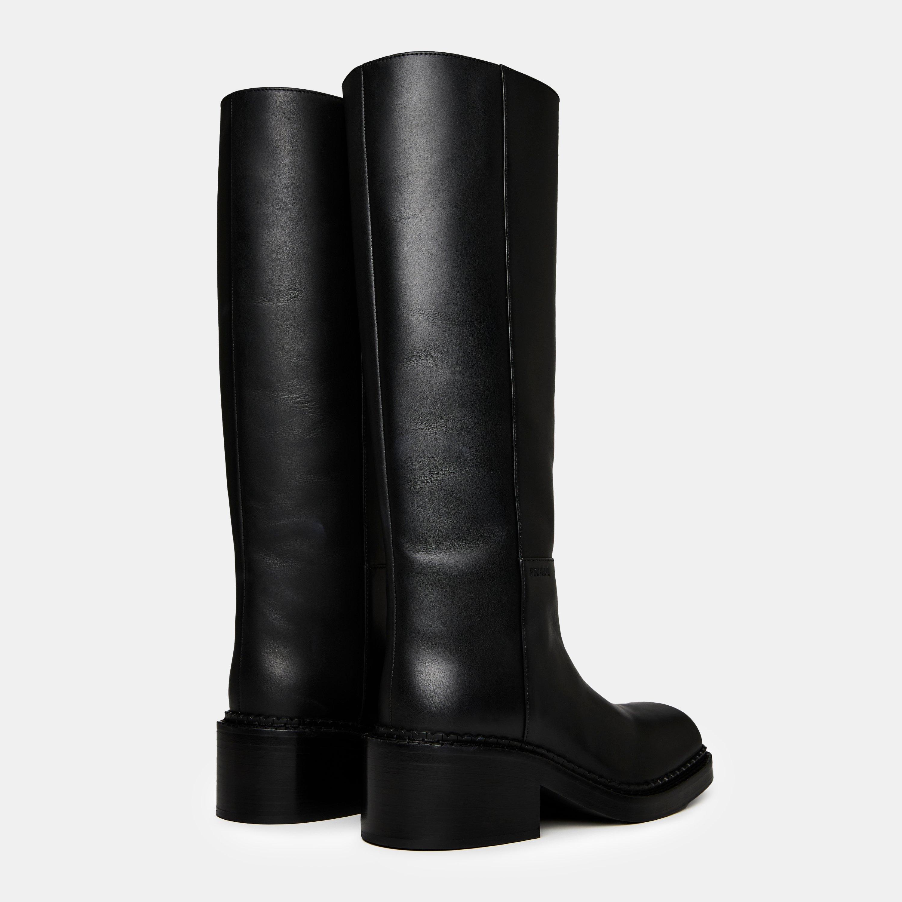 Black - Prada - Leather Boots - 5