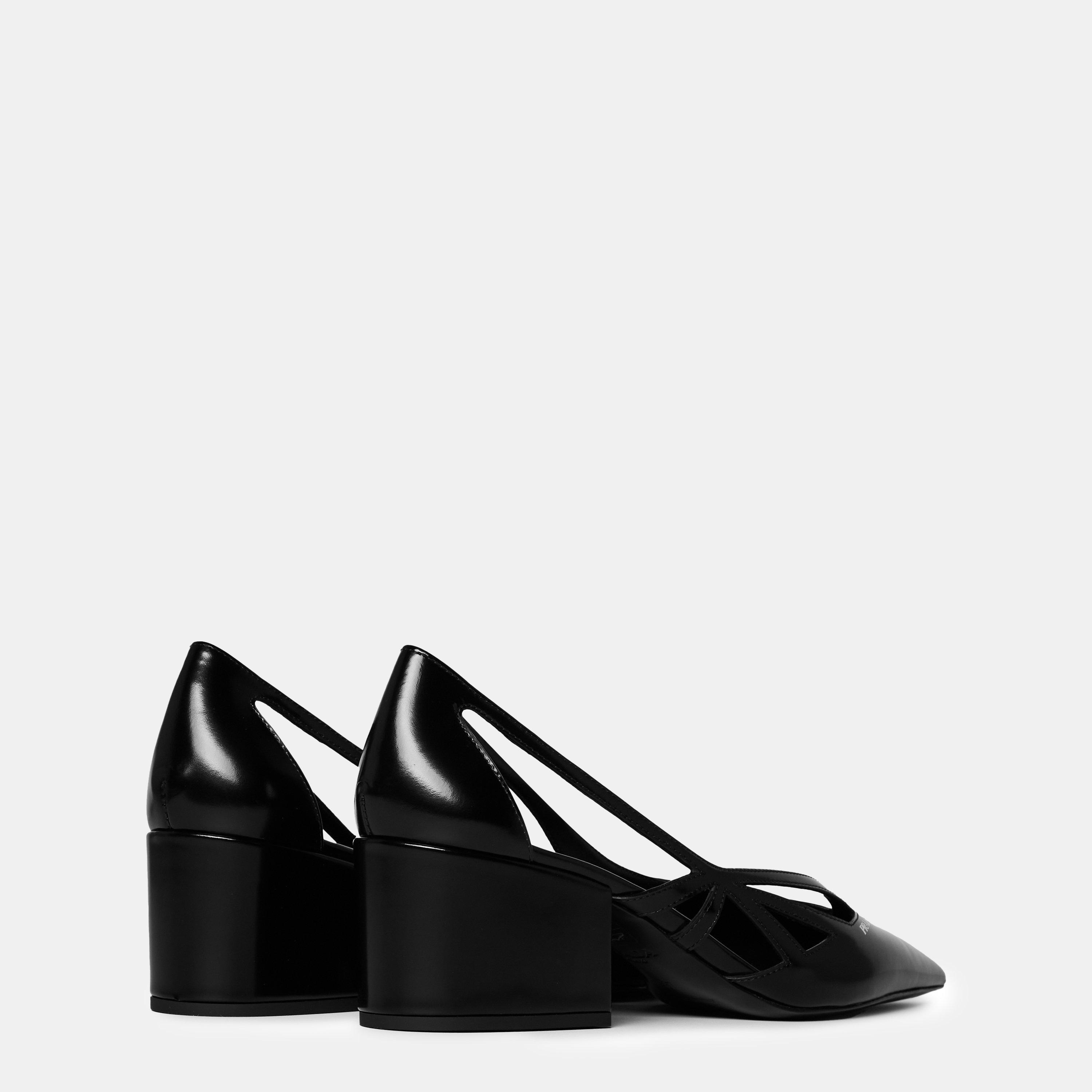Black - Prada - Cut-Out Heeled Pumps - 5