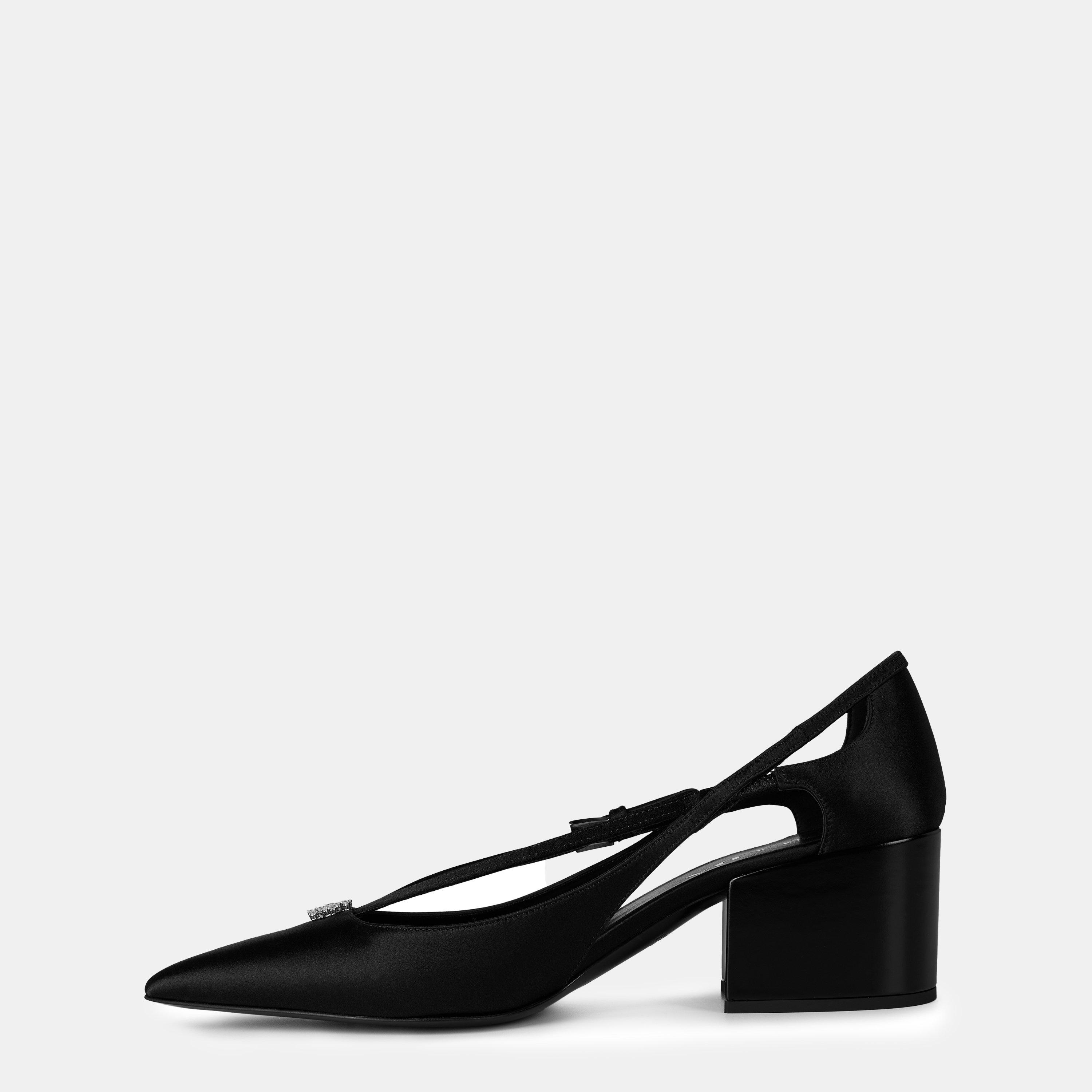 Black - Prada - Satin Cut-Out Pumps - 2