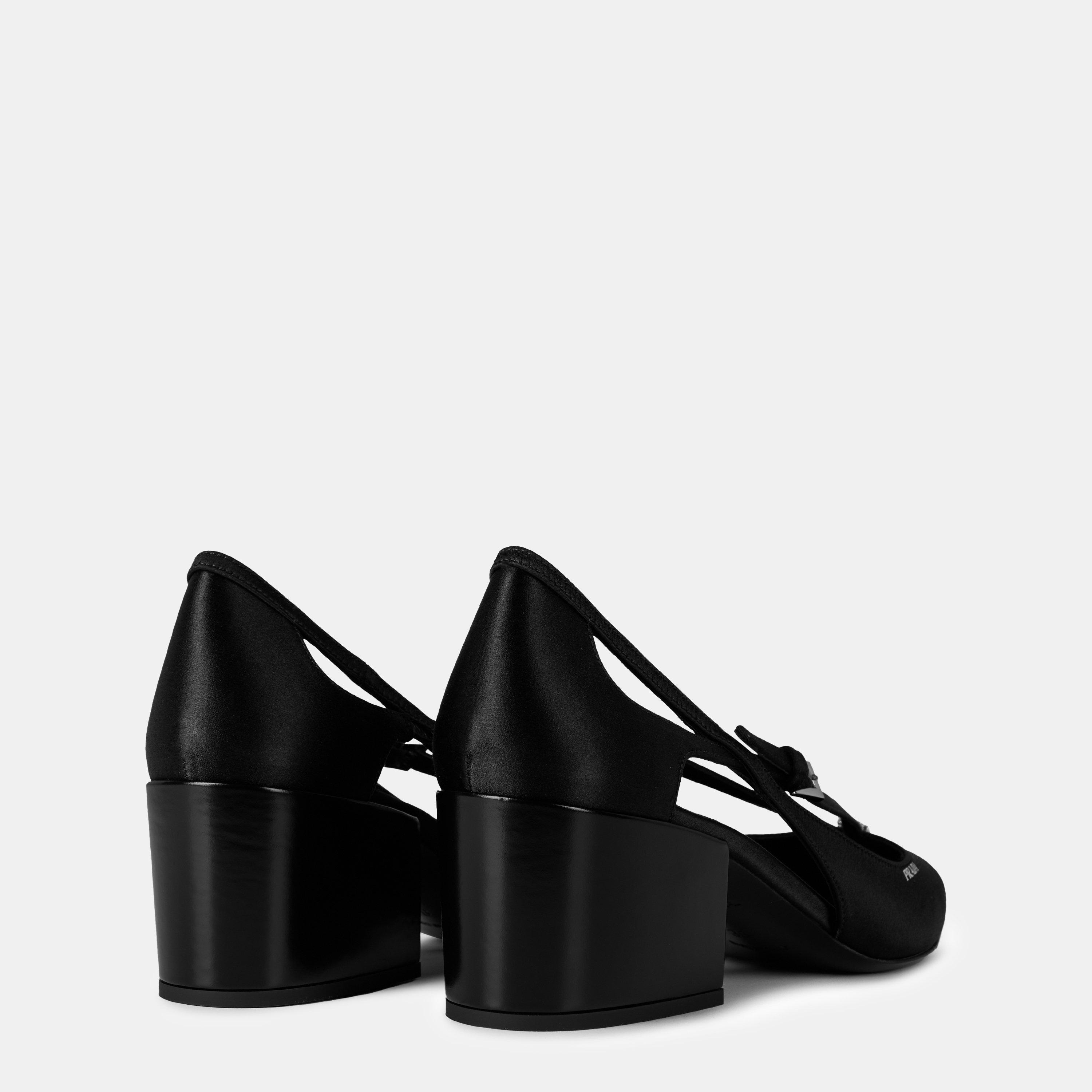 Black - Prada - Satin Cut-Out Pumps - 5