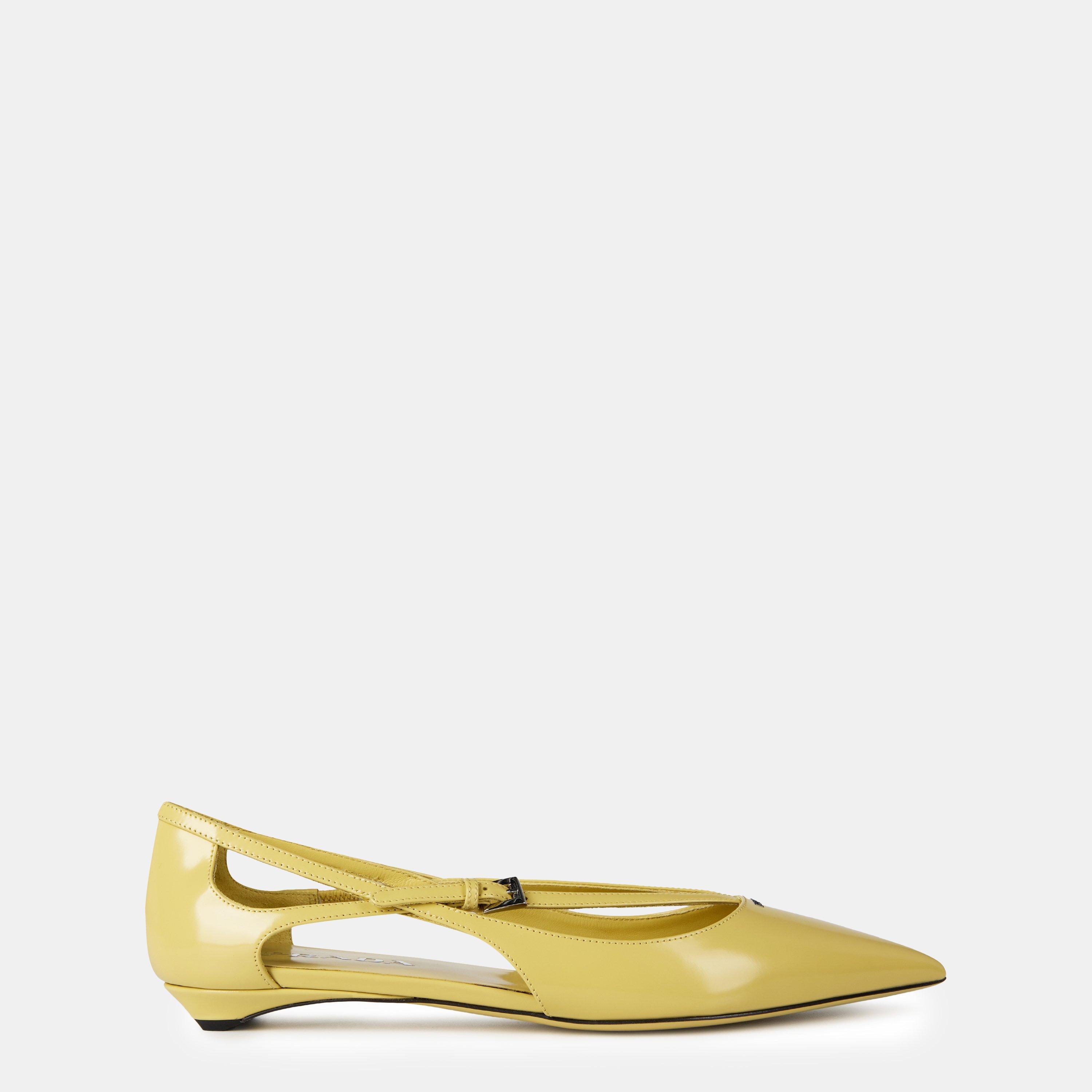 Prada Cut Out Ballet Pumps - Polllene - Size 4 (37)
