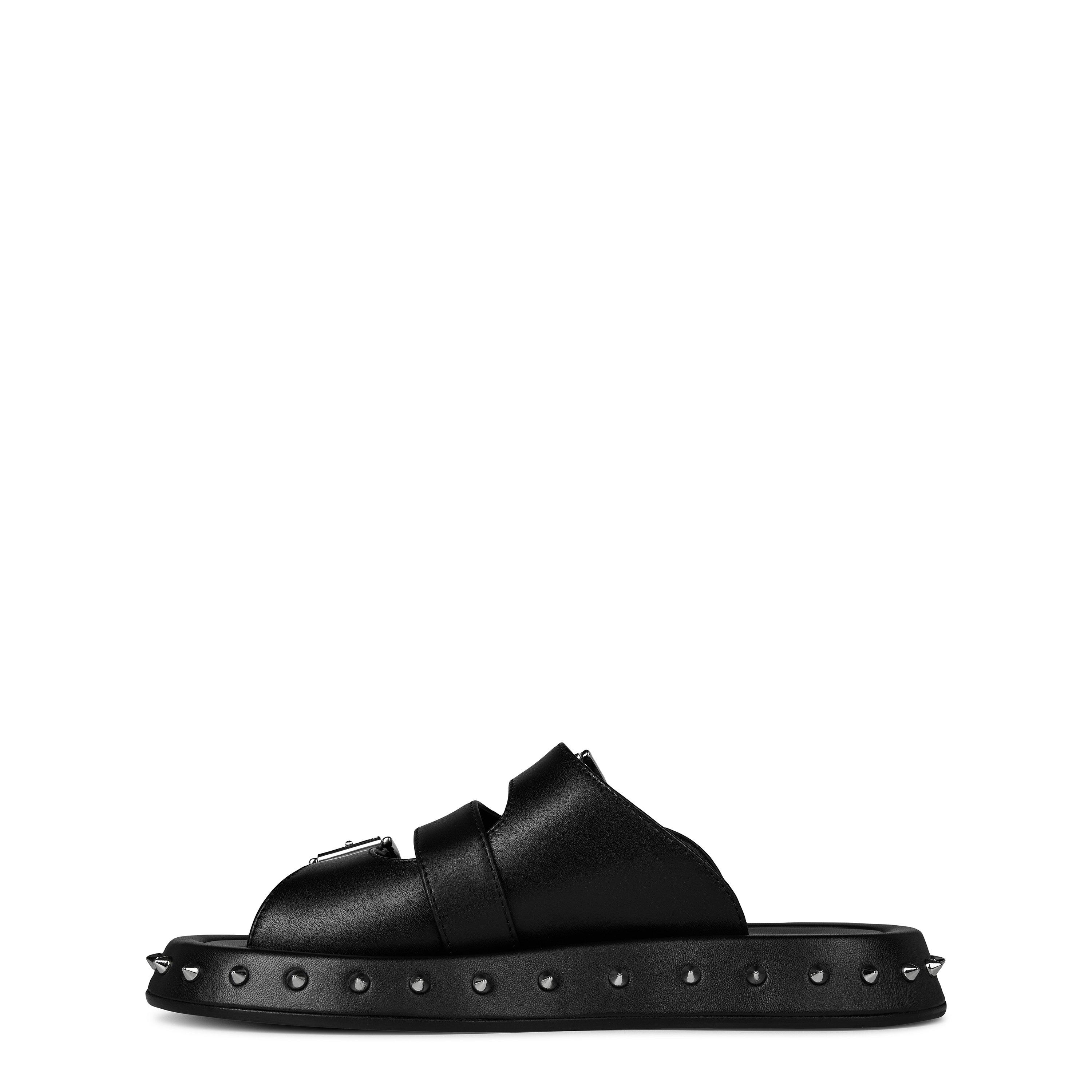 BLACK/SILVER - Alexander McQueen - Buckle Leather Sandals - 2