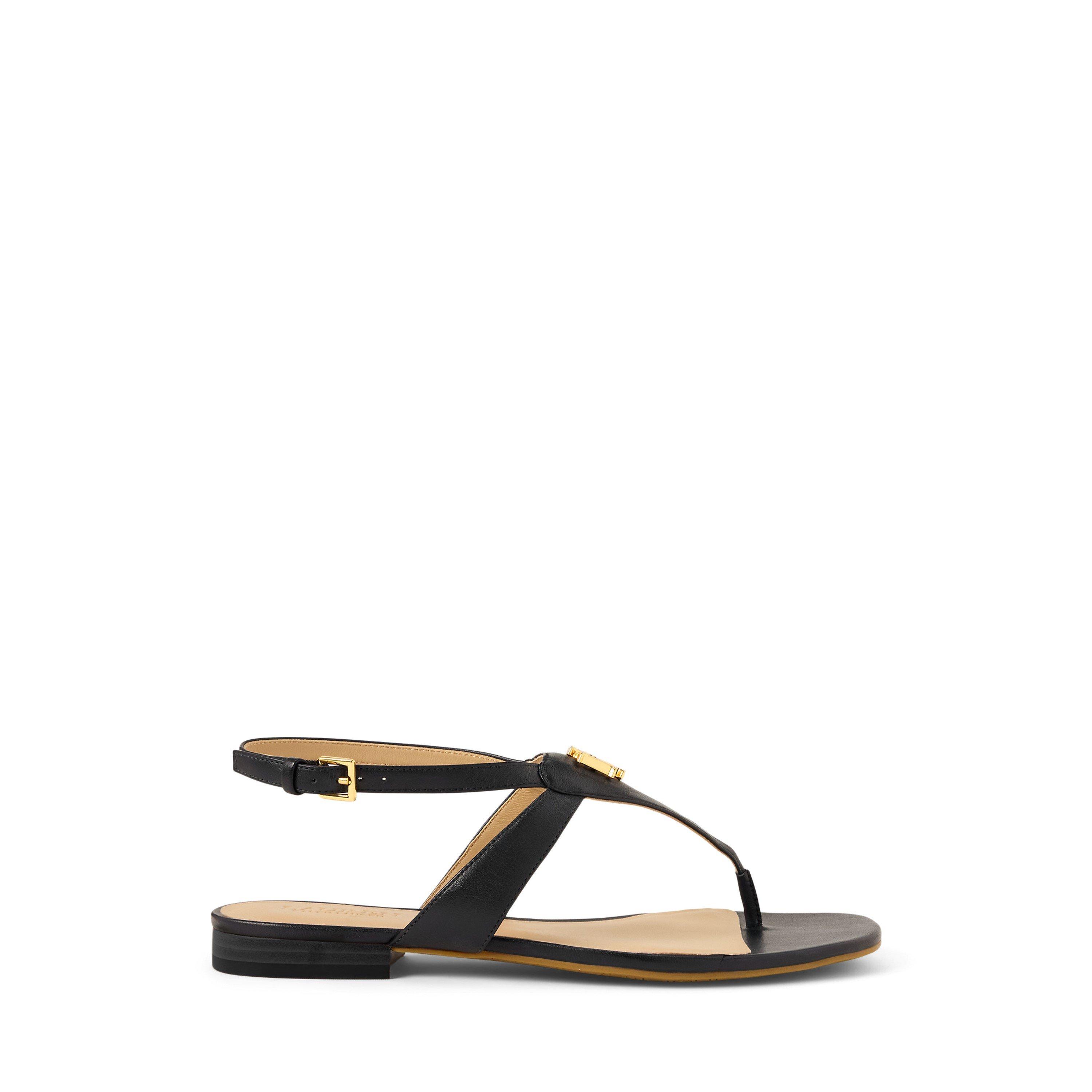 Lauren By Ralph Lauren Women's Black Everley Leather Sandal - 5 (38)