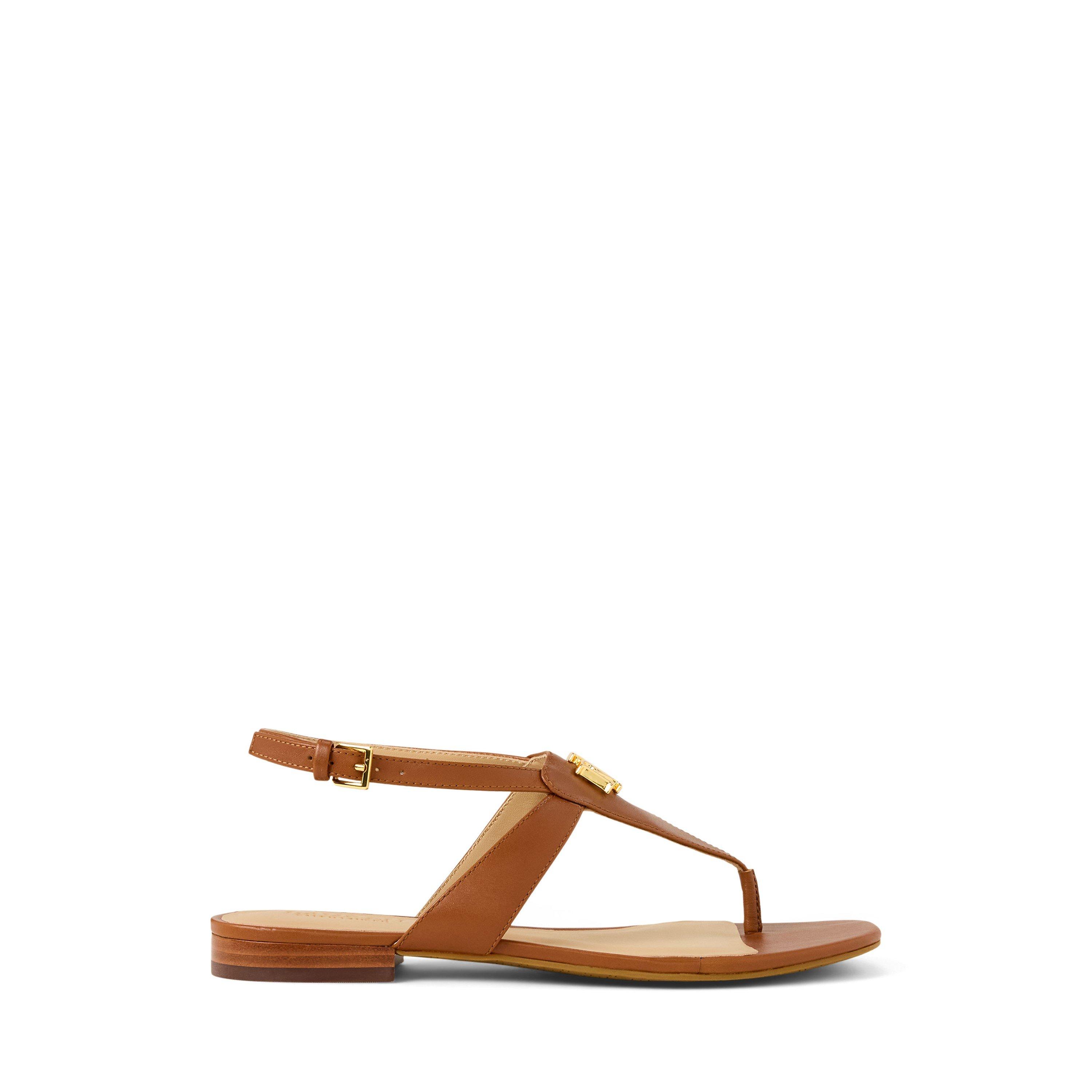 Lauren By Ralph Lauren Women's Lauren Tan Everley Leather Sandal - 5 (38)
