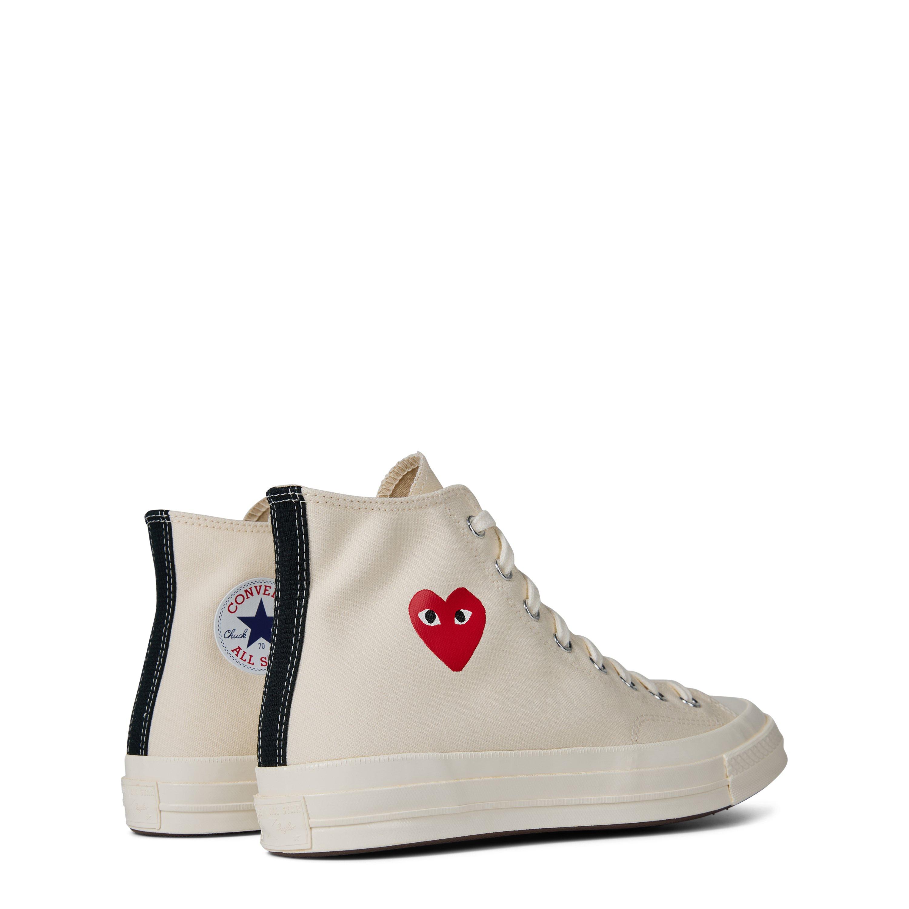 Beige 2 - Comme des Garcons PLAY - Single Heart Chuck 70 High Top Trainers - 5