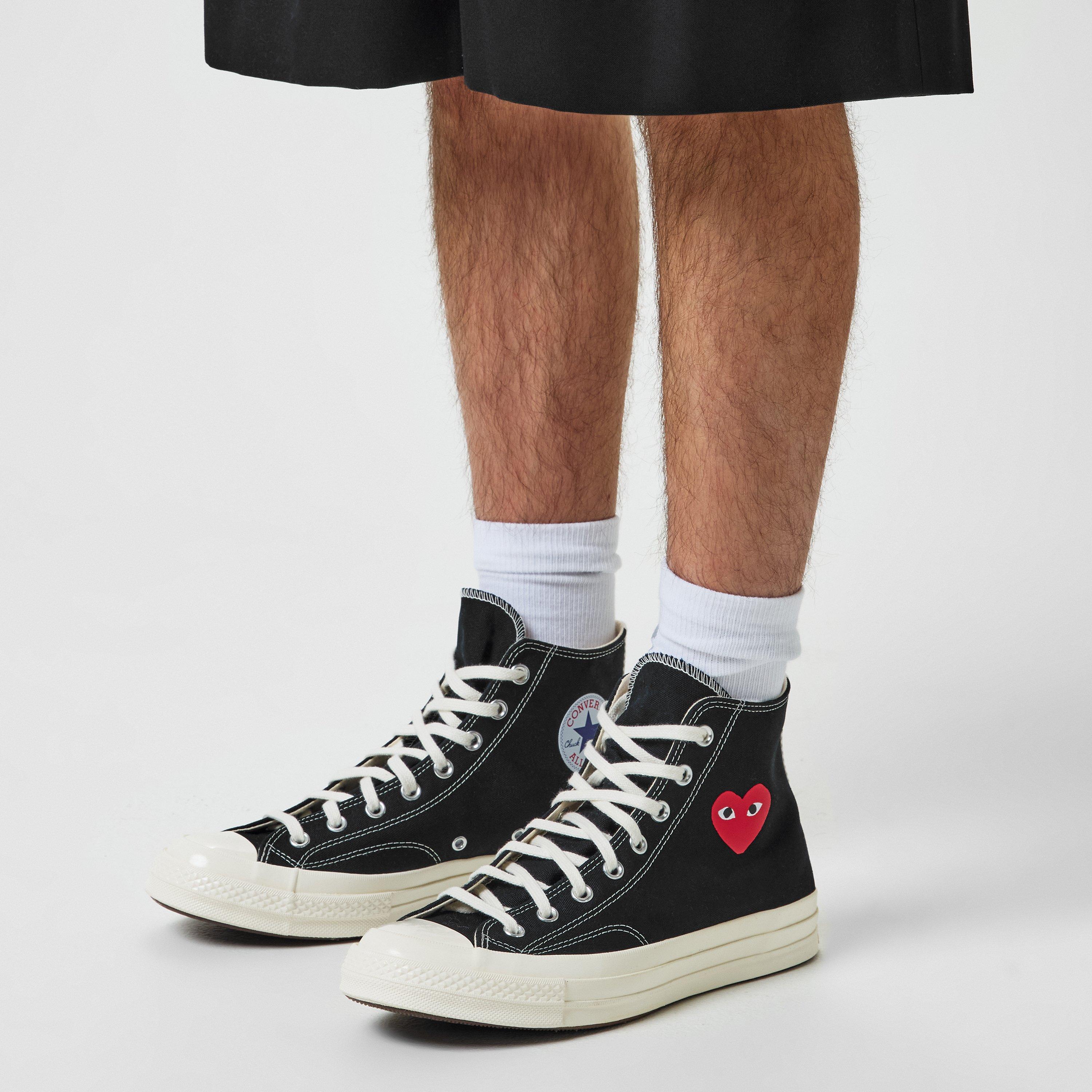 Black 1 - Comme des Garcons PLAY - Single Heart Chuck 70 High Top Trainers - 2