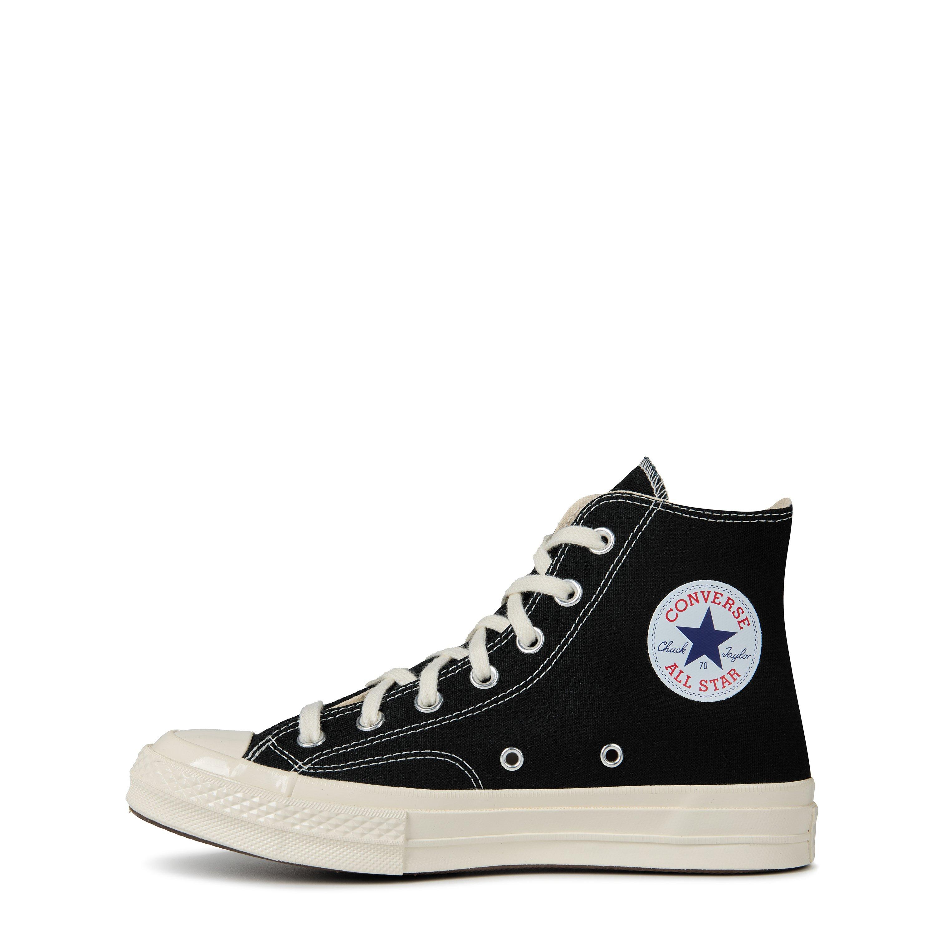 Black 1 - Comme des Garcons PLAY - Single Heart Chuck 70 High Top Trainers - 3