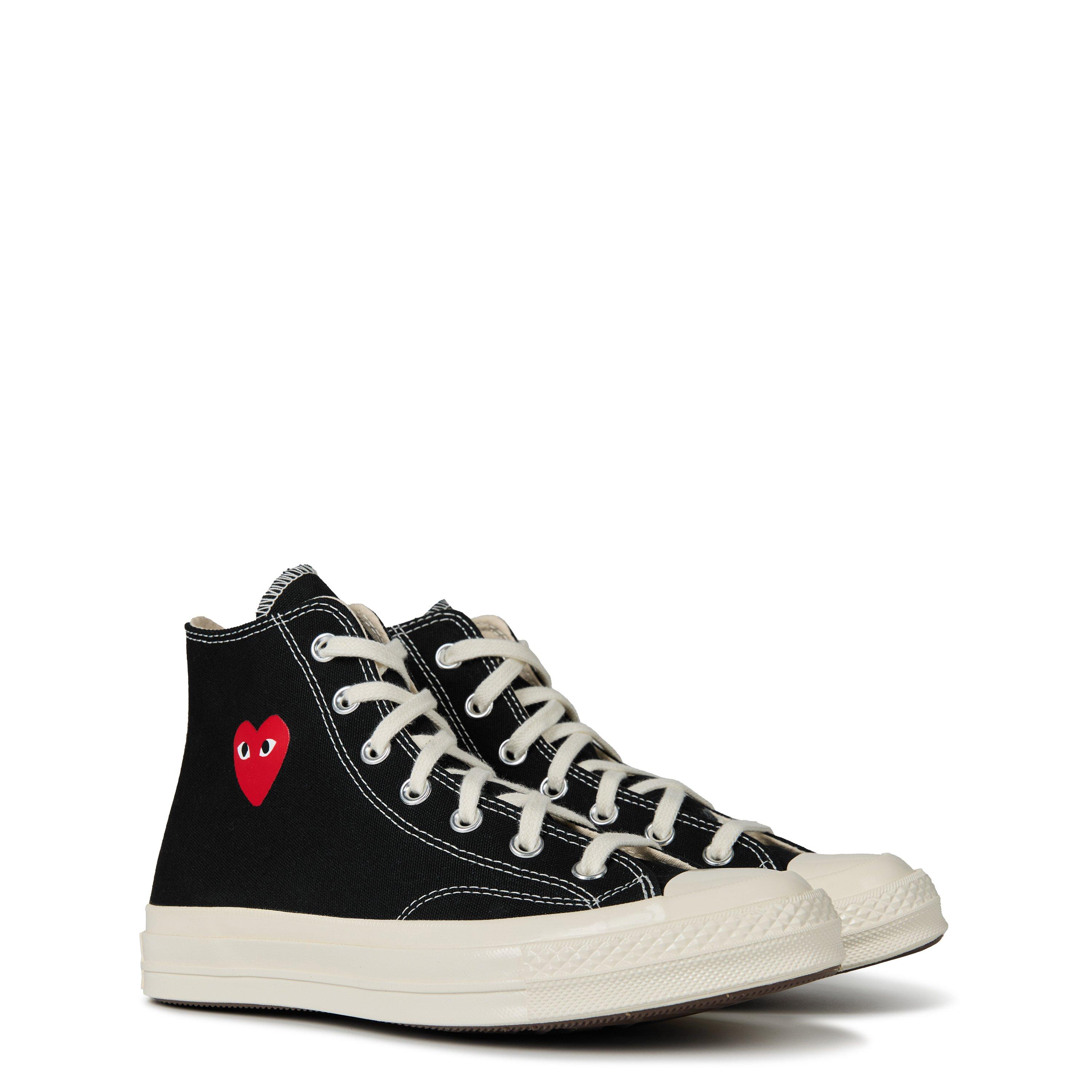 Black 1 - Comme des Garcons PLAY - Single Heart Chuck 70 High Top Trainers - 4
