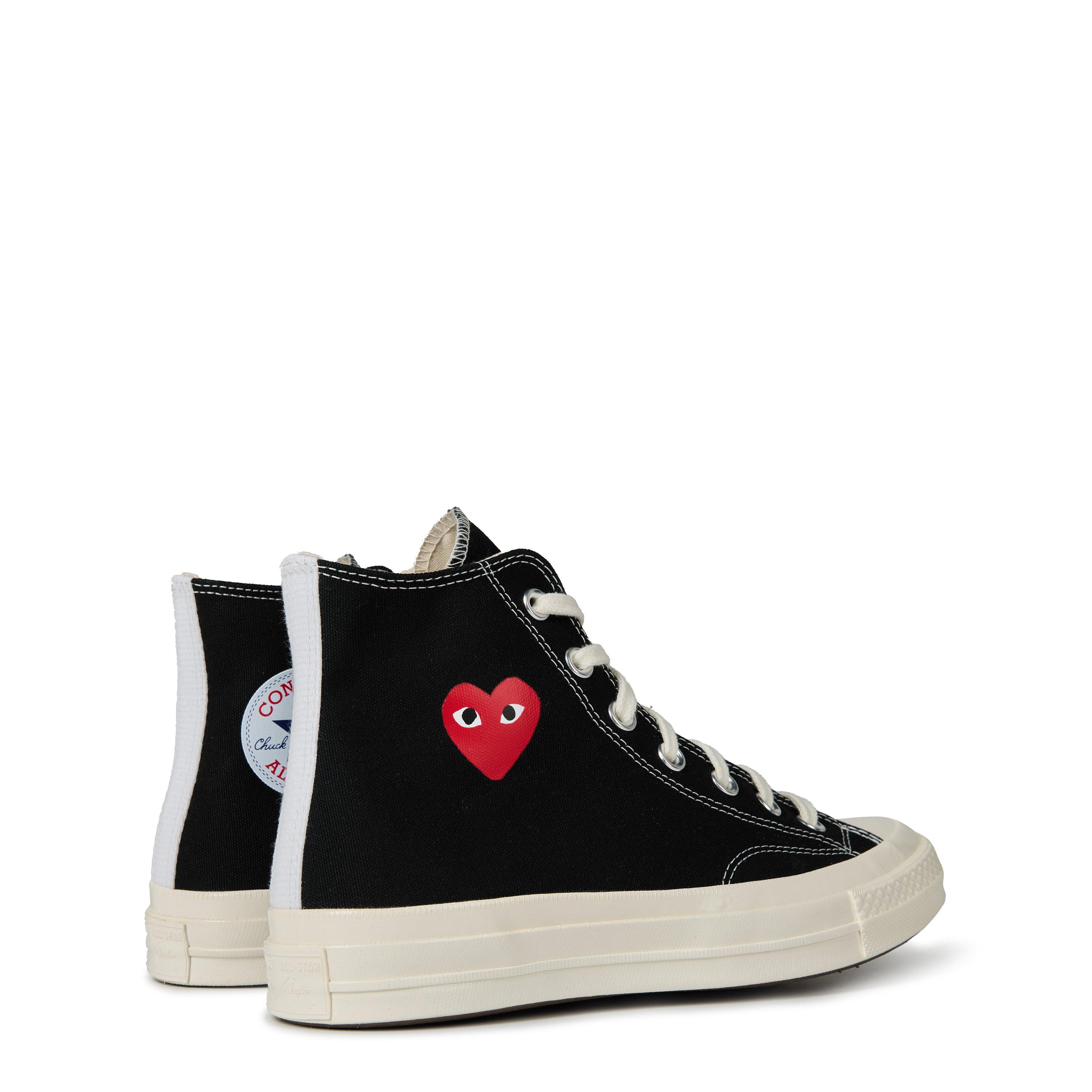 Black 1 - Comme des Garcons PLAY - Single Heart Chuck 70 High Top Trainers - 5