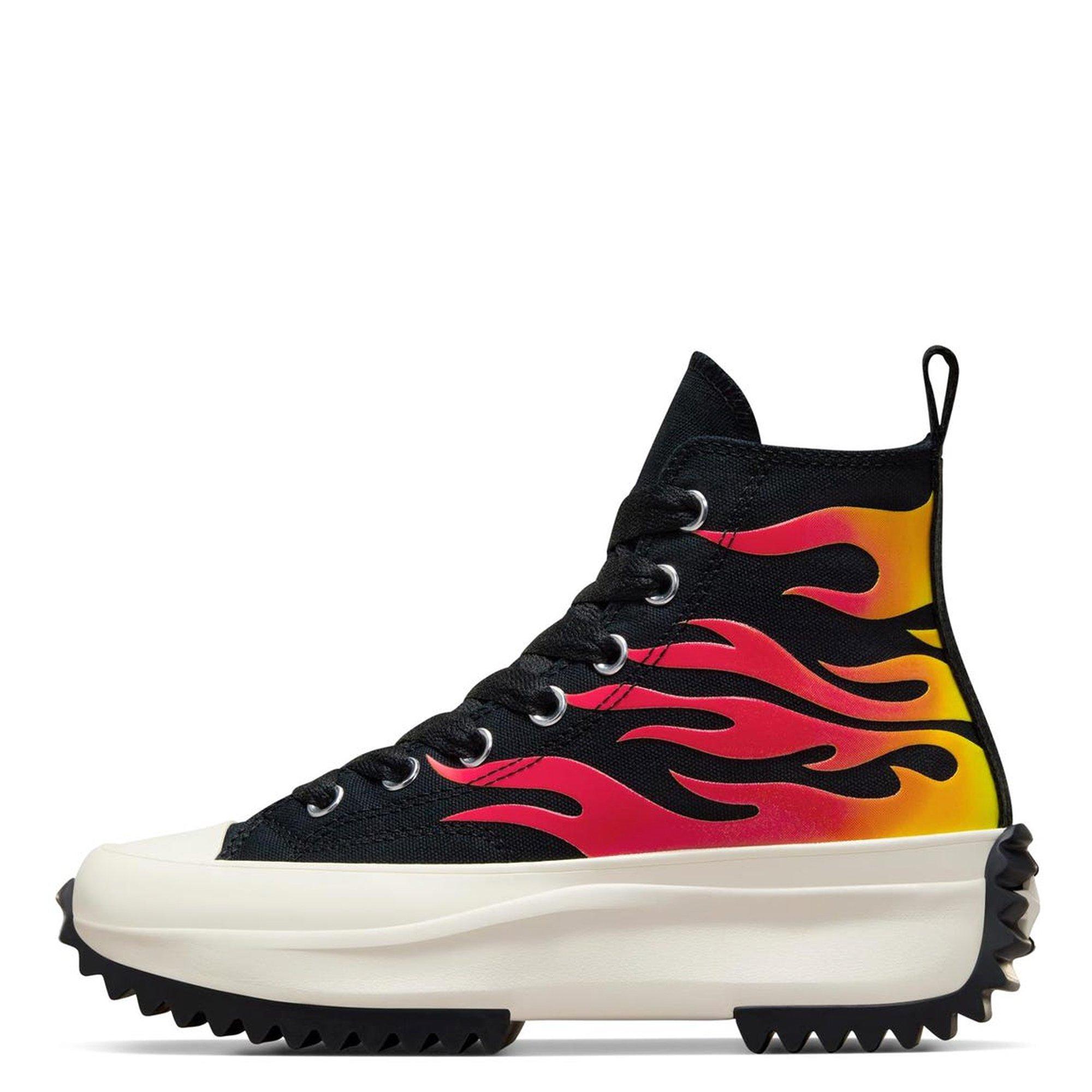 Blk/Wht/EnmlRed - Converse - Run Star Hike Flames Hi Top Platform Shoes - 2