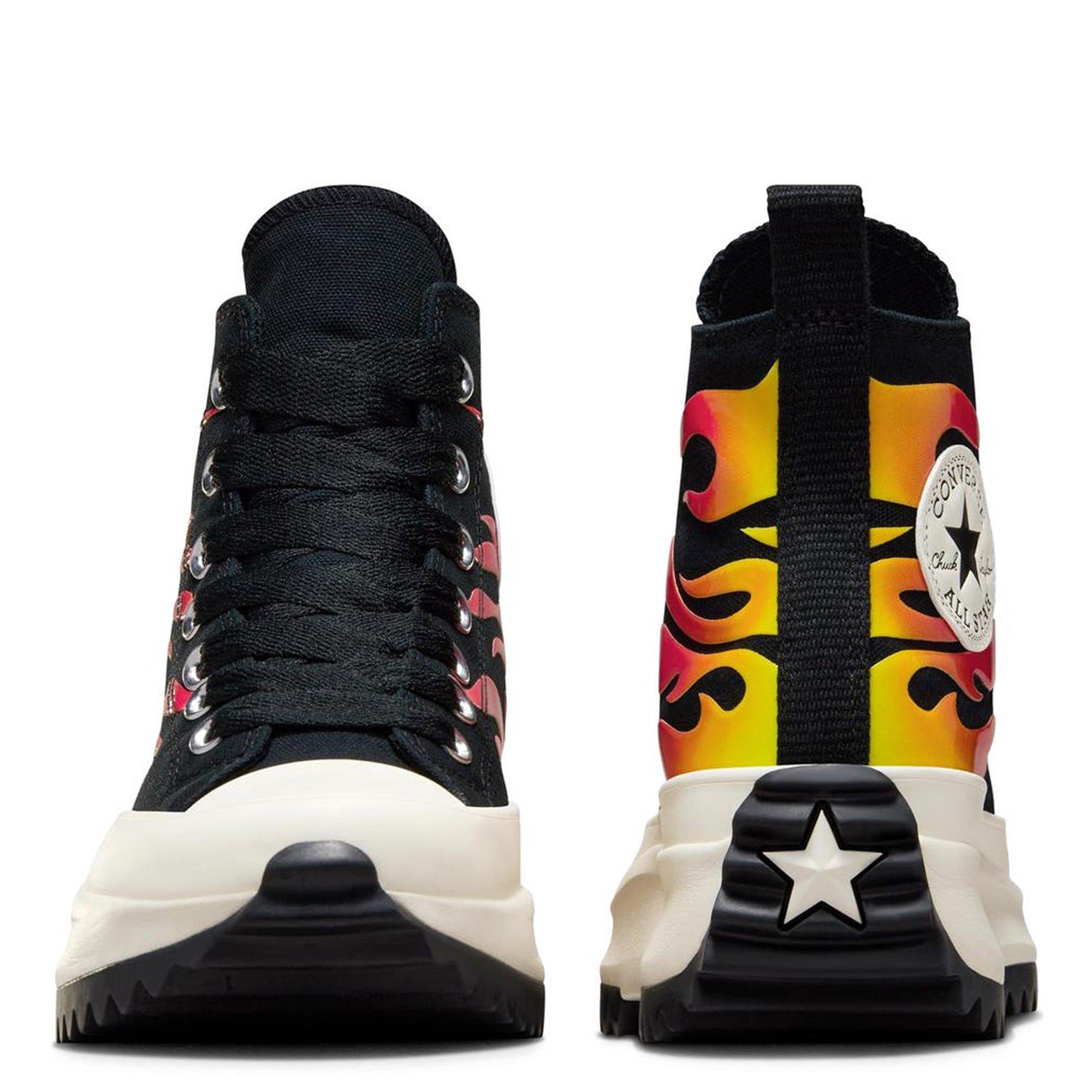 Blk/Wht/EnmlRed - Converse - Run Star Hike Flames Hi Top Platform Shoes - 3