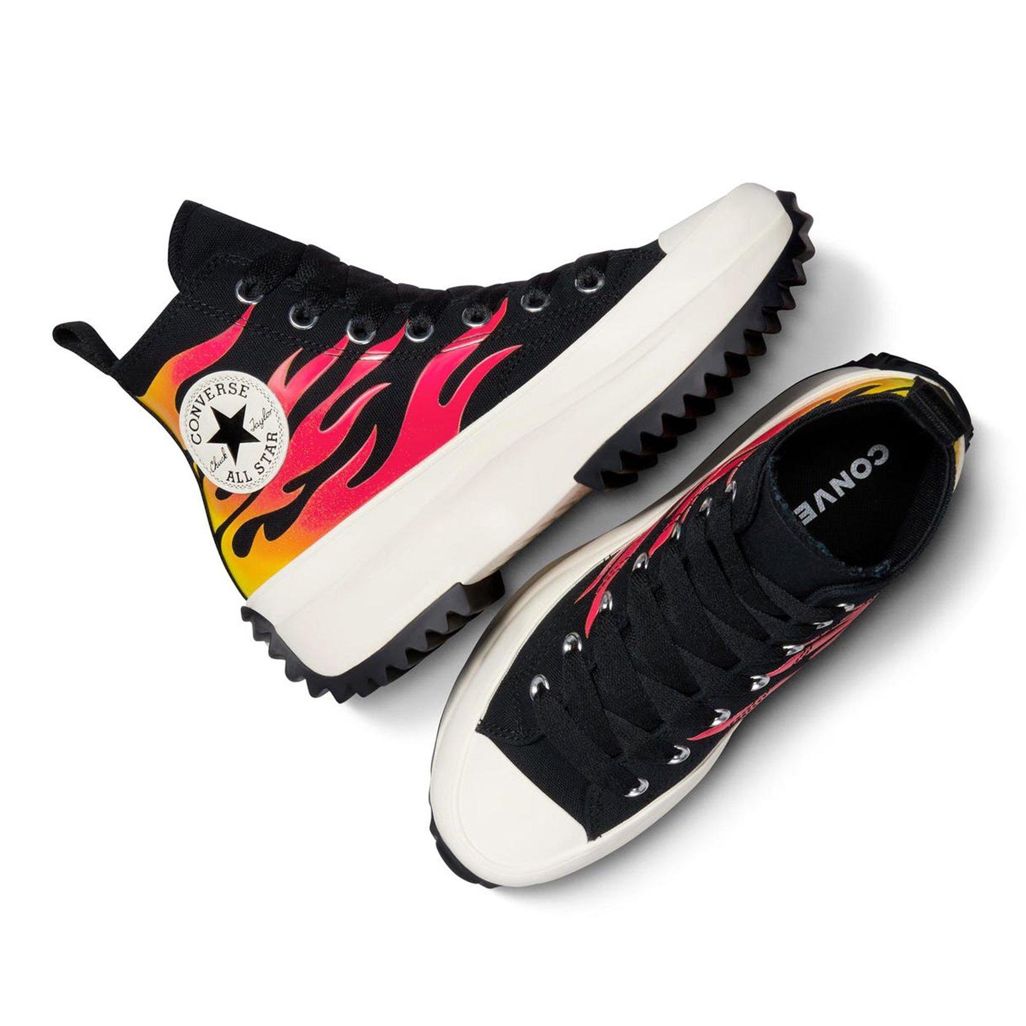 Blk/Wht/EnmlRed - Converse - Run Star Hike Flames Hi Top Platform Shoes - 5