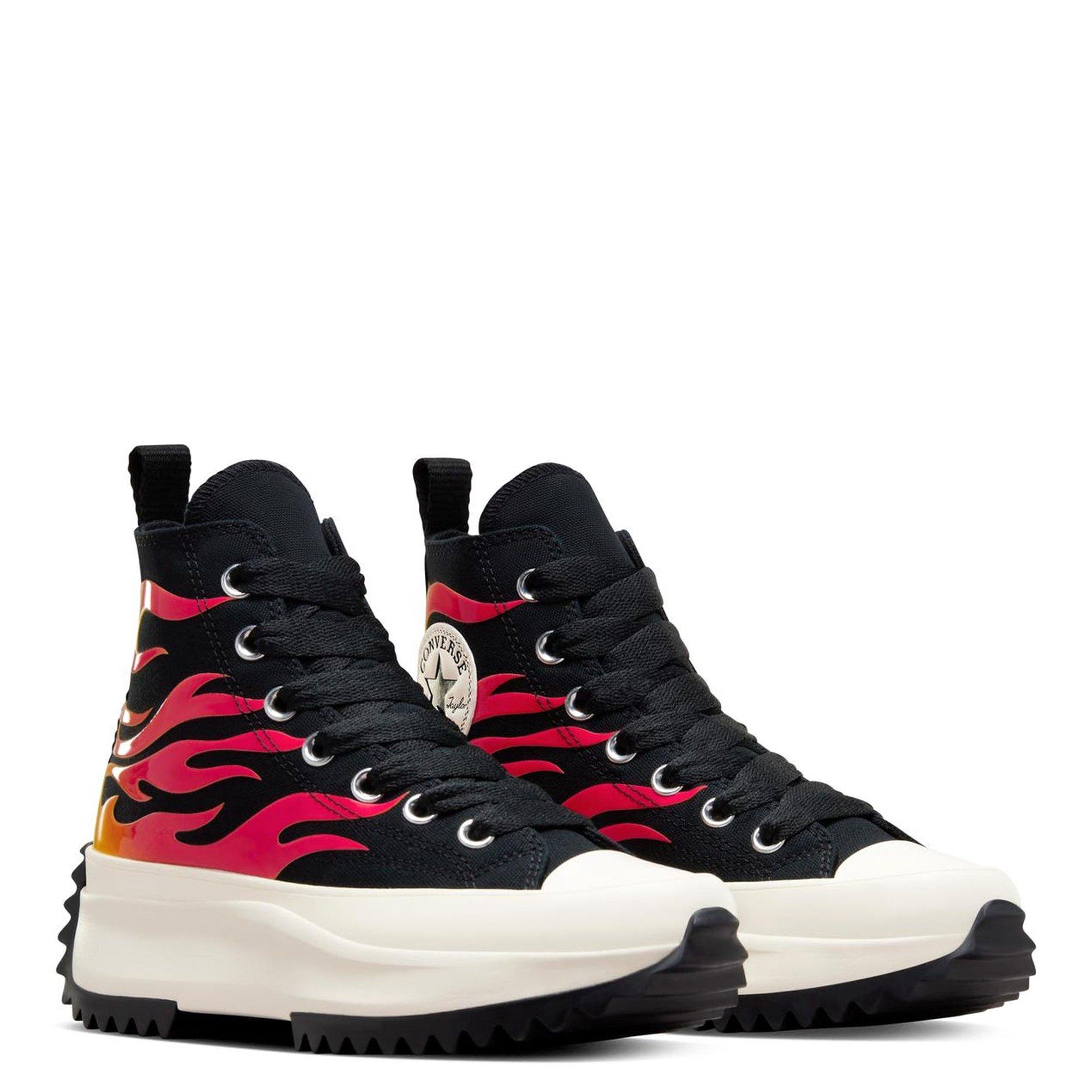 Blk/Wht/EnmlRed - Converse - Run Star Hike Flames Hi Top Platform Shoes - 7