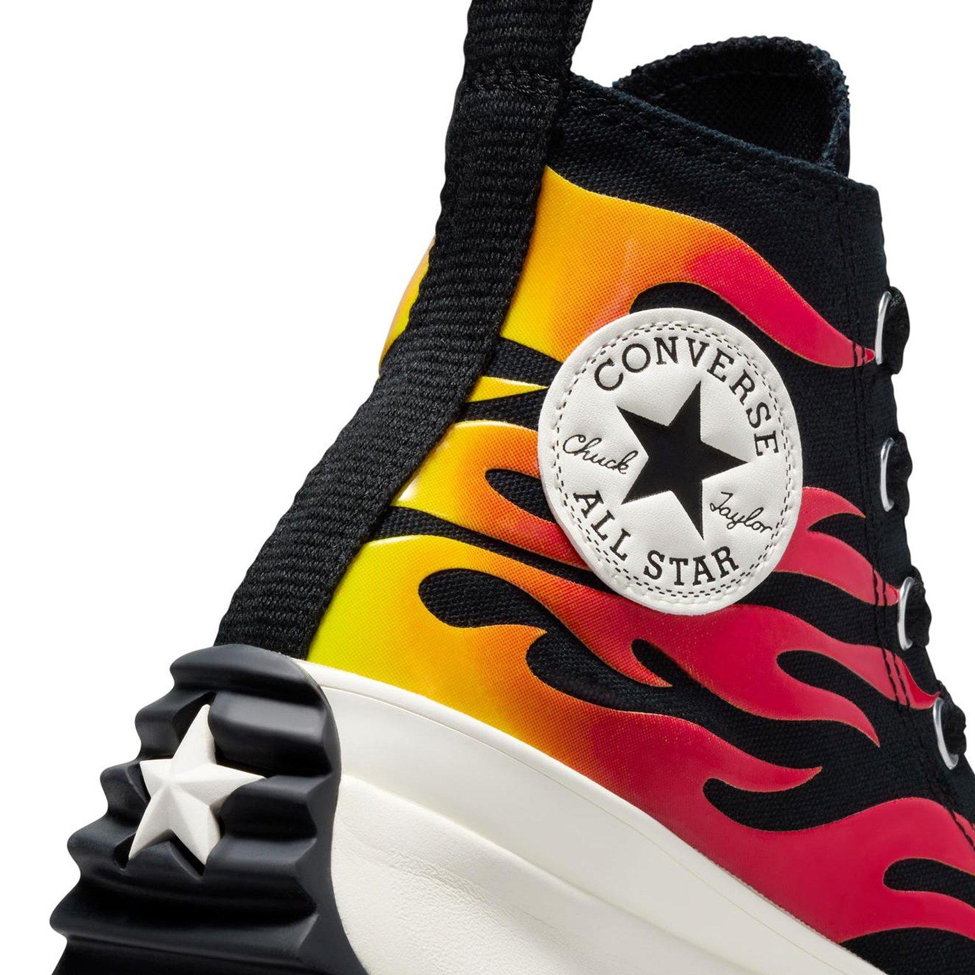 Blk/Wht/EnmlRed - Converse - Run Star Hike Flames Hi Top Platform Shoes - 8
